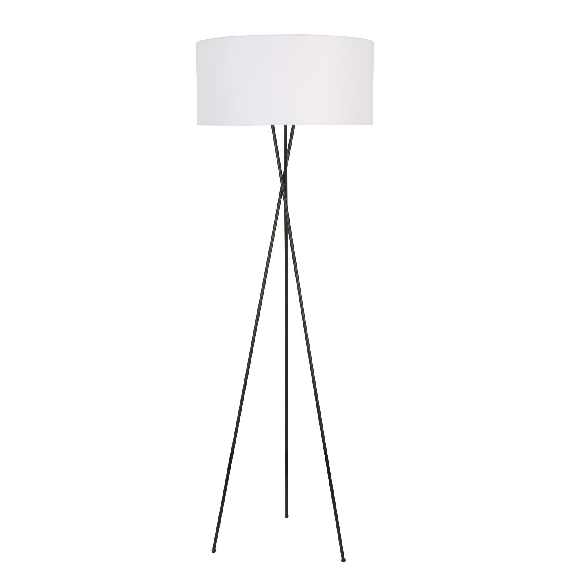 Shown in Black finish and White Fabric shade