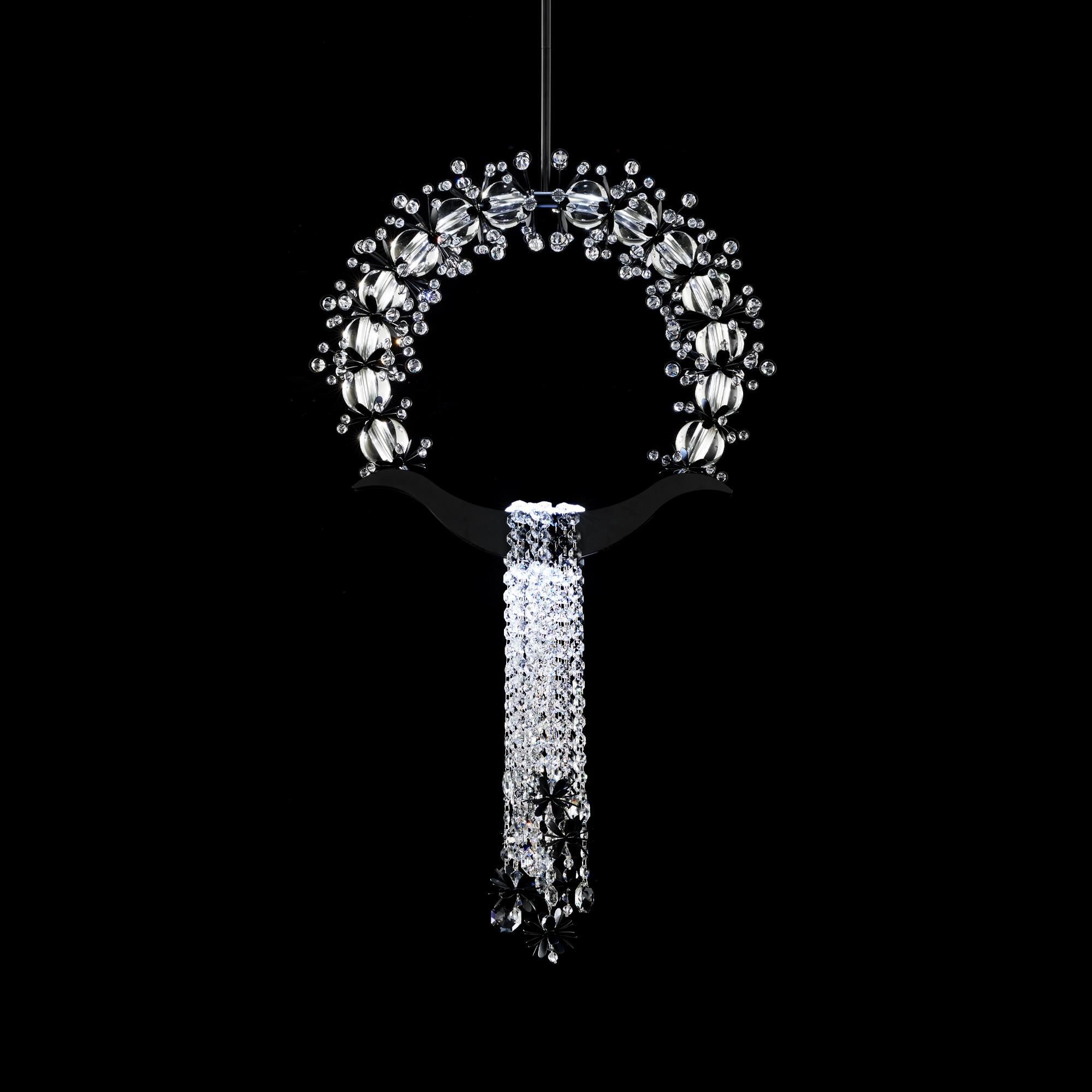 Shown in Black finish and Radiance crystal and Crystal glass
