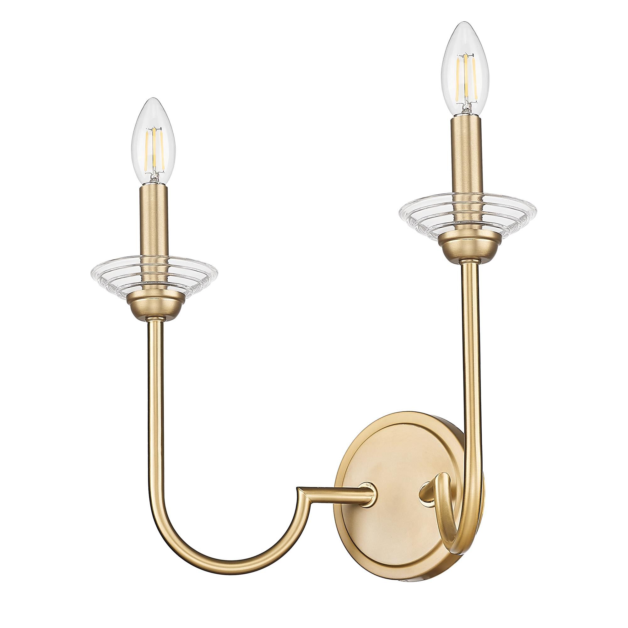 Shown in Modern Gold finish and Clear Ribbed glass and Clear Ribbed shade