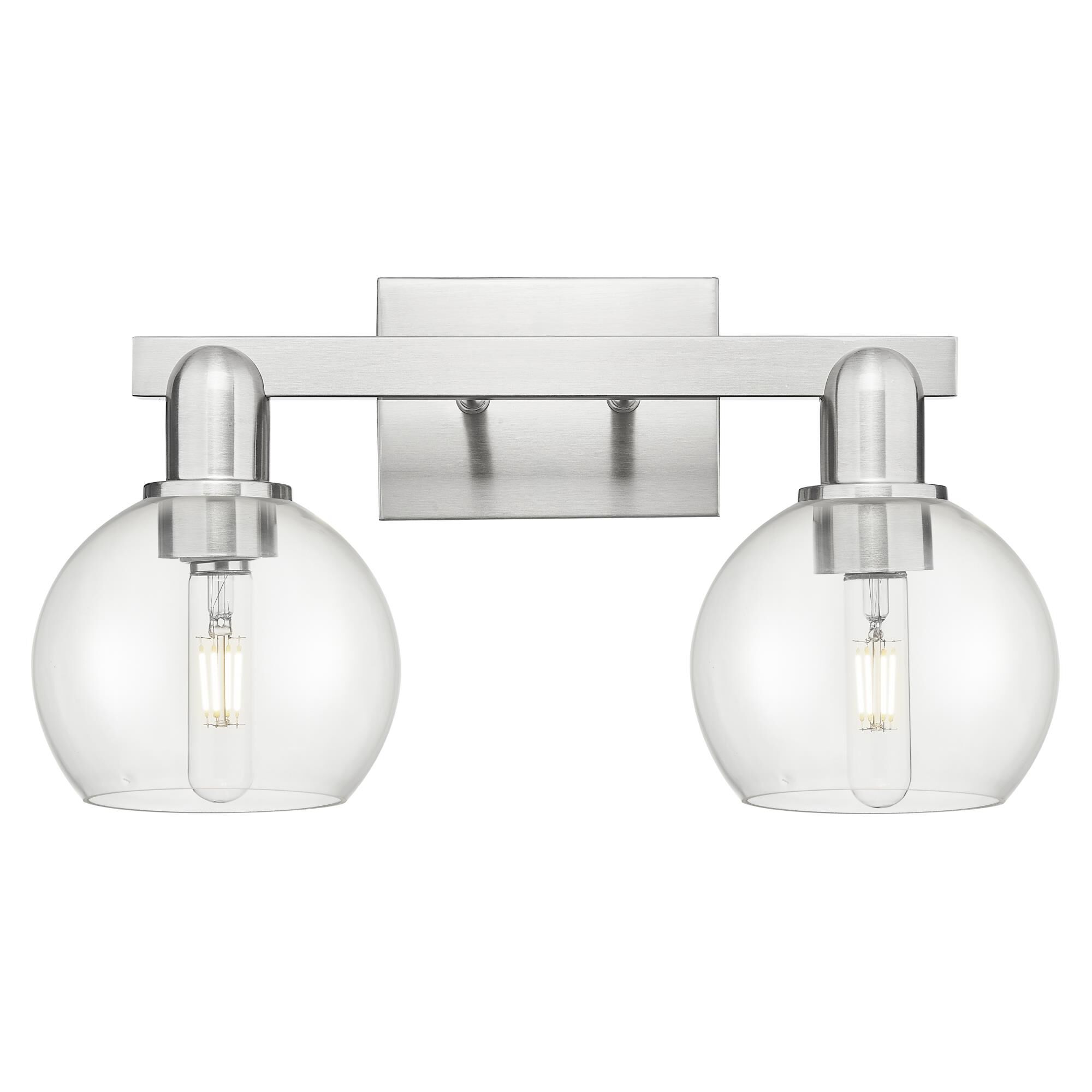 Shown in Brushed Satin Nickel finish and Clear glass