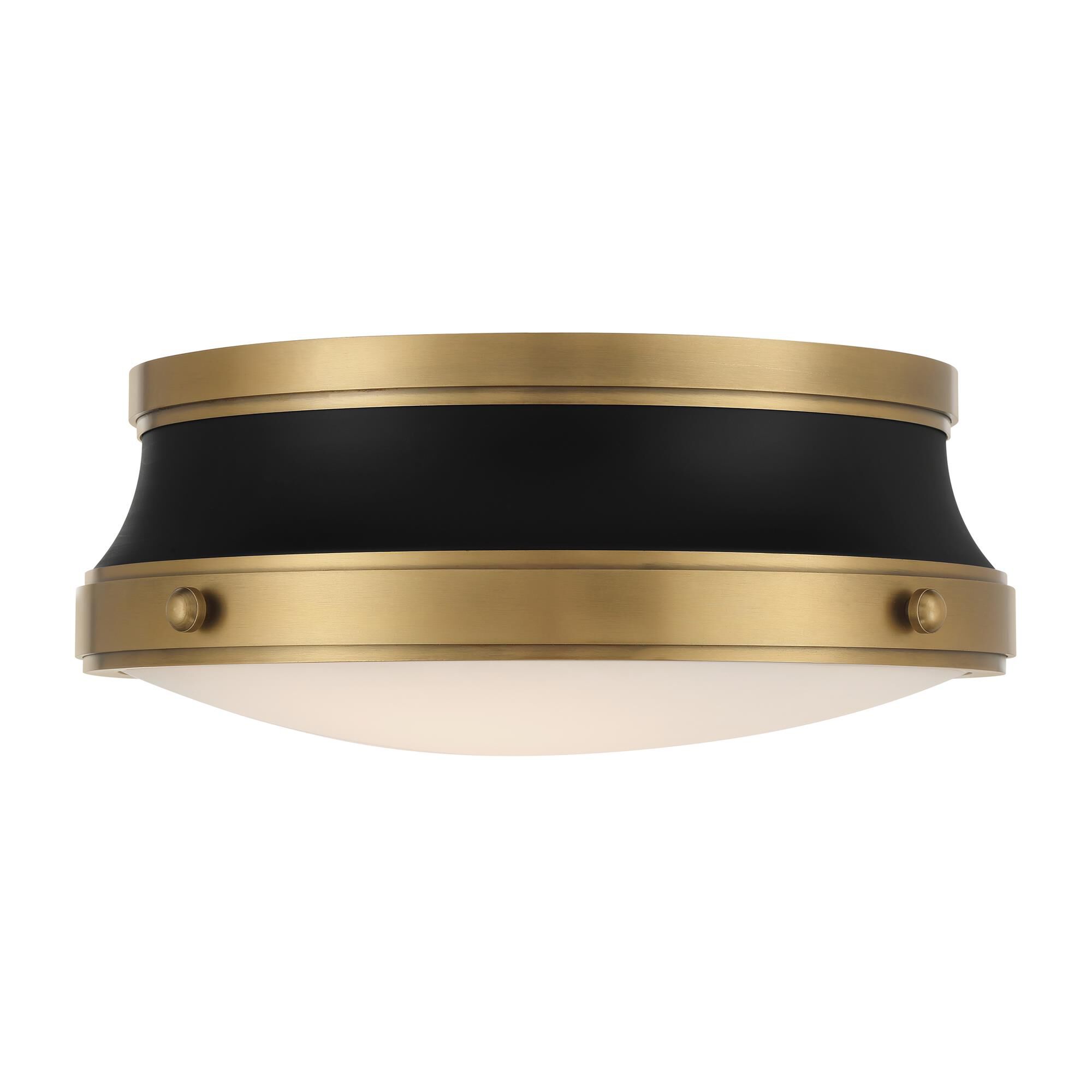 Shown in Legacy Brass and Dark Matte Black finish and Etched Opal glass