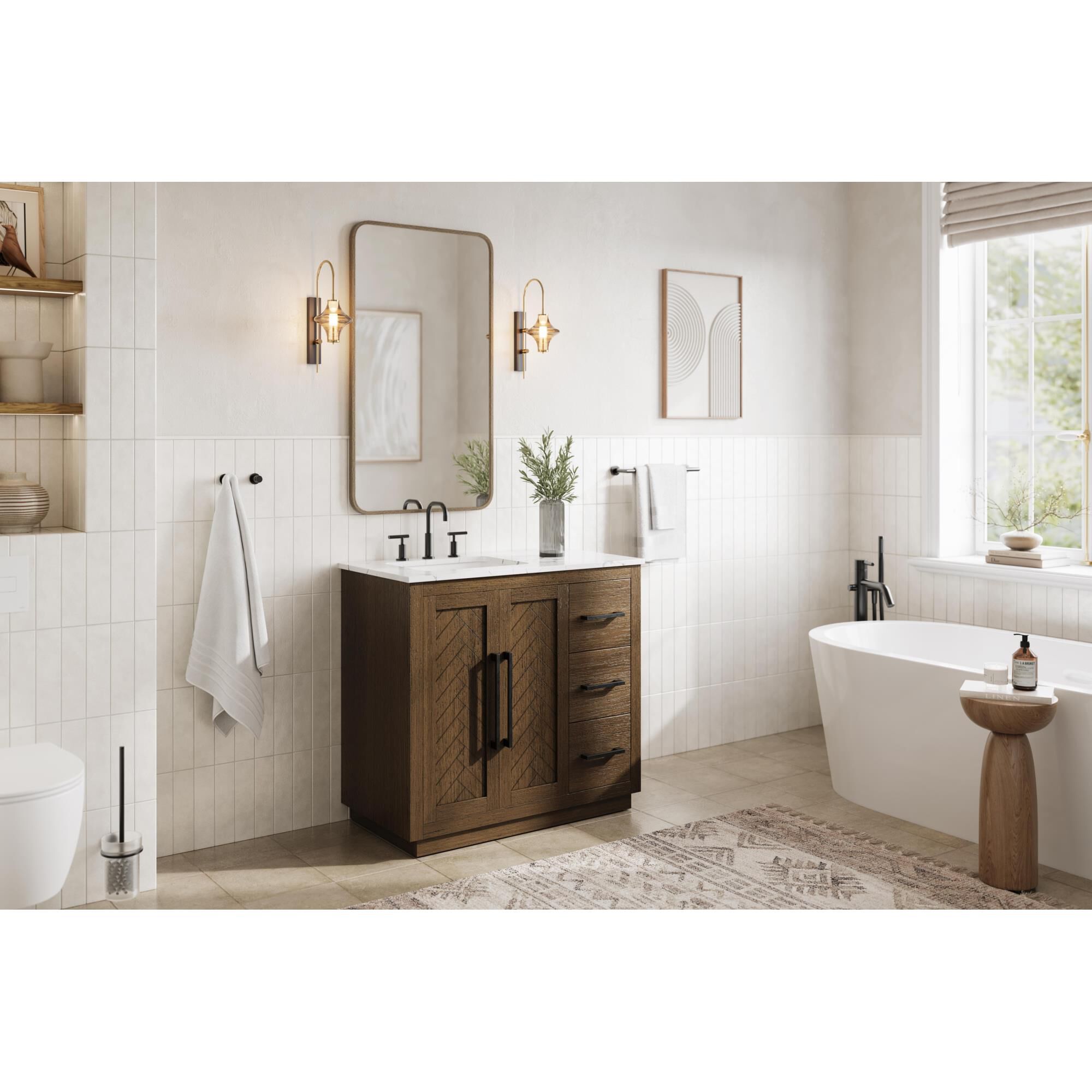 Shown in Hazel Oak finish