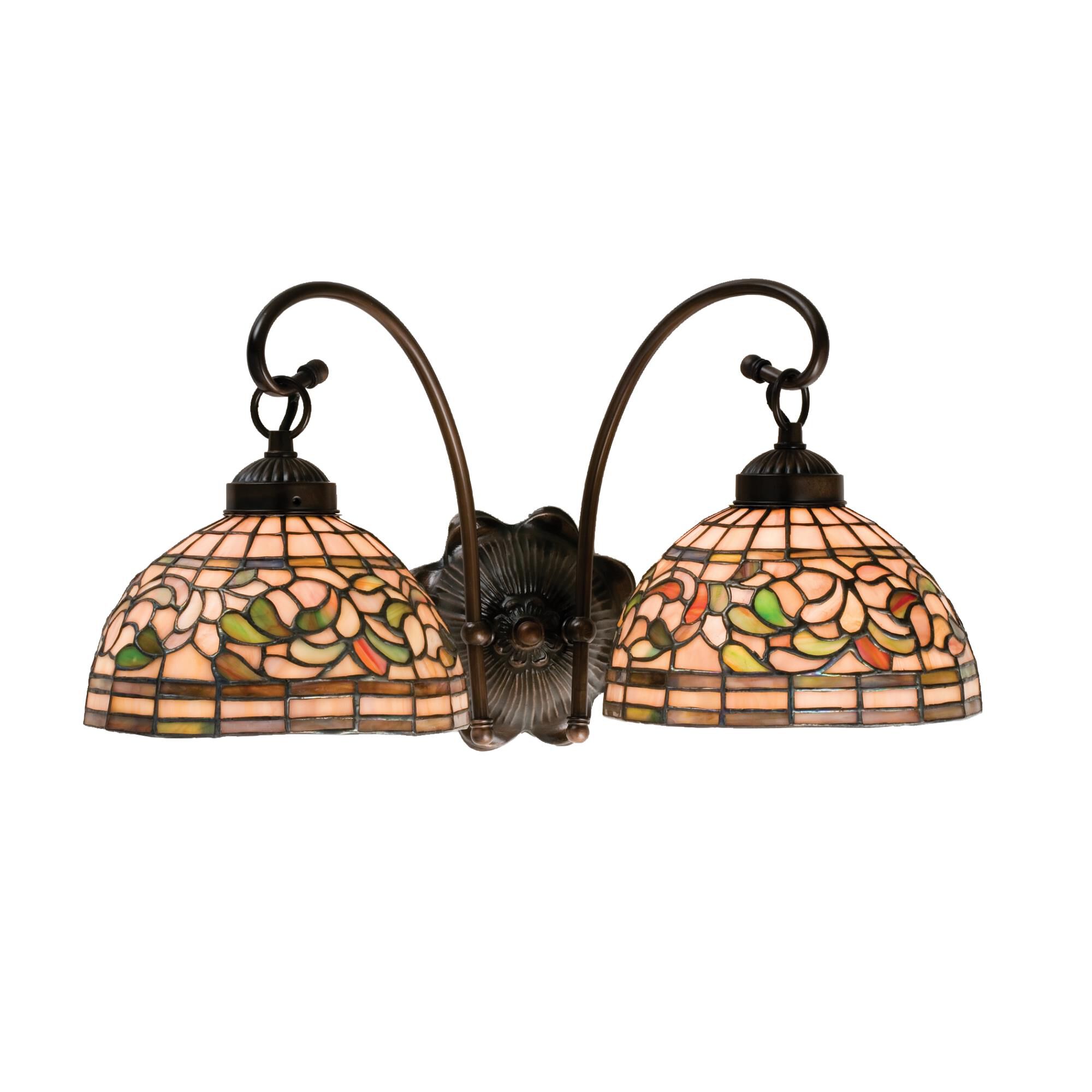 Shown in Mahogany Bronze finish and Autumn Gold-Russet-Moss Green-Amber glass