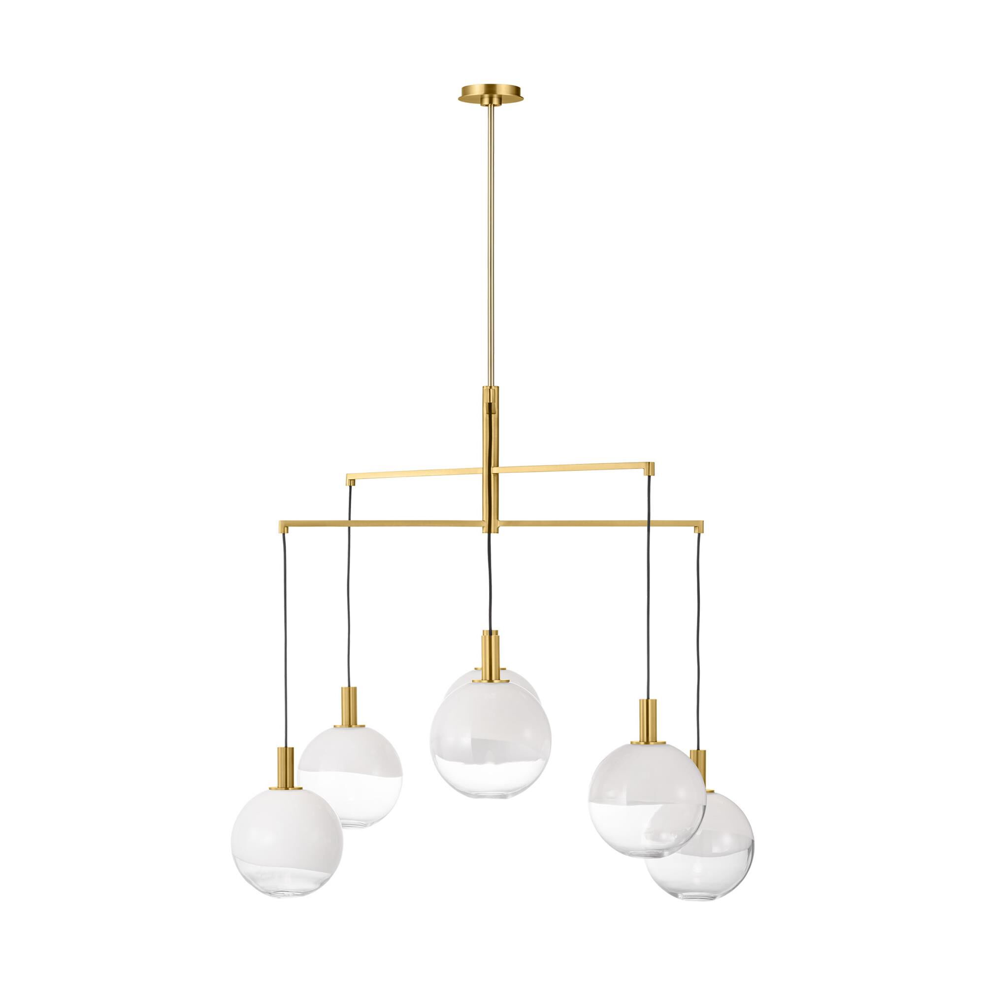 Shown in Burnished Brass finish and Milk and Clear Mix glass