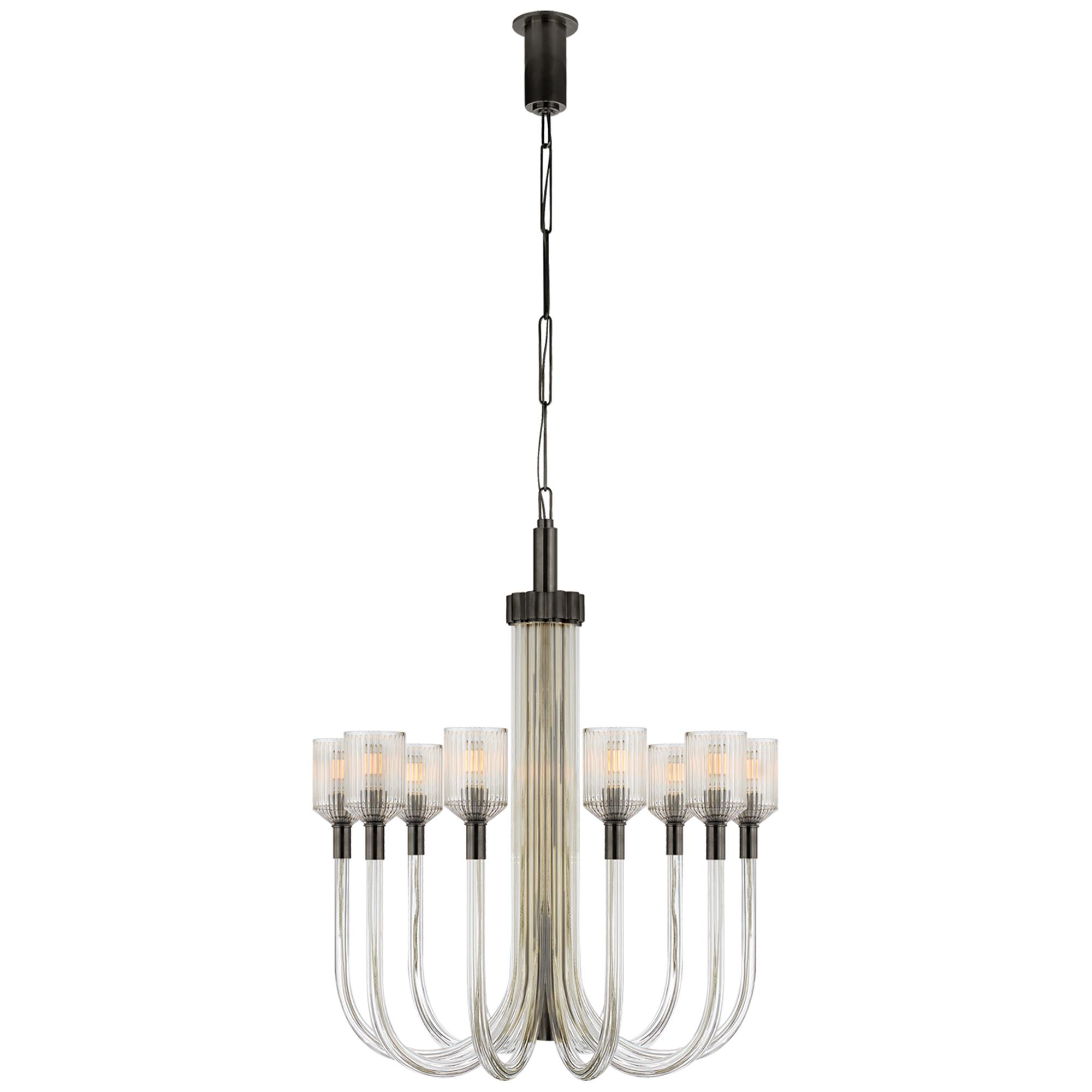 Shown in Clear Ribbed Glass And Bronze finish