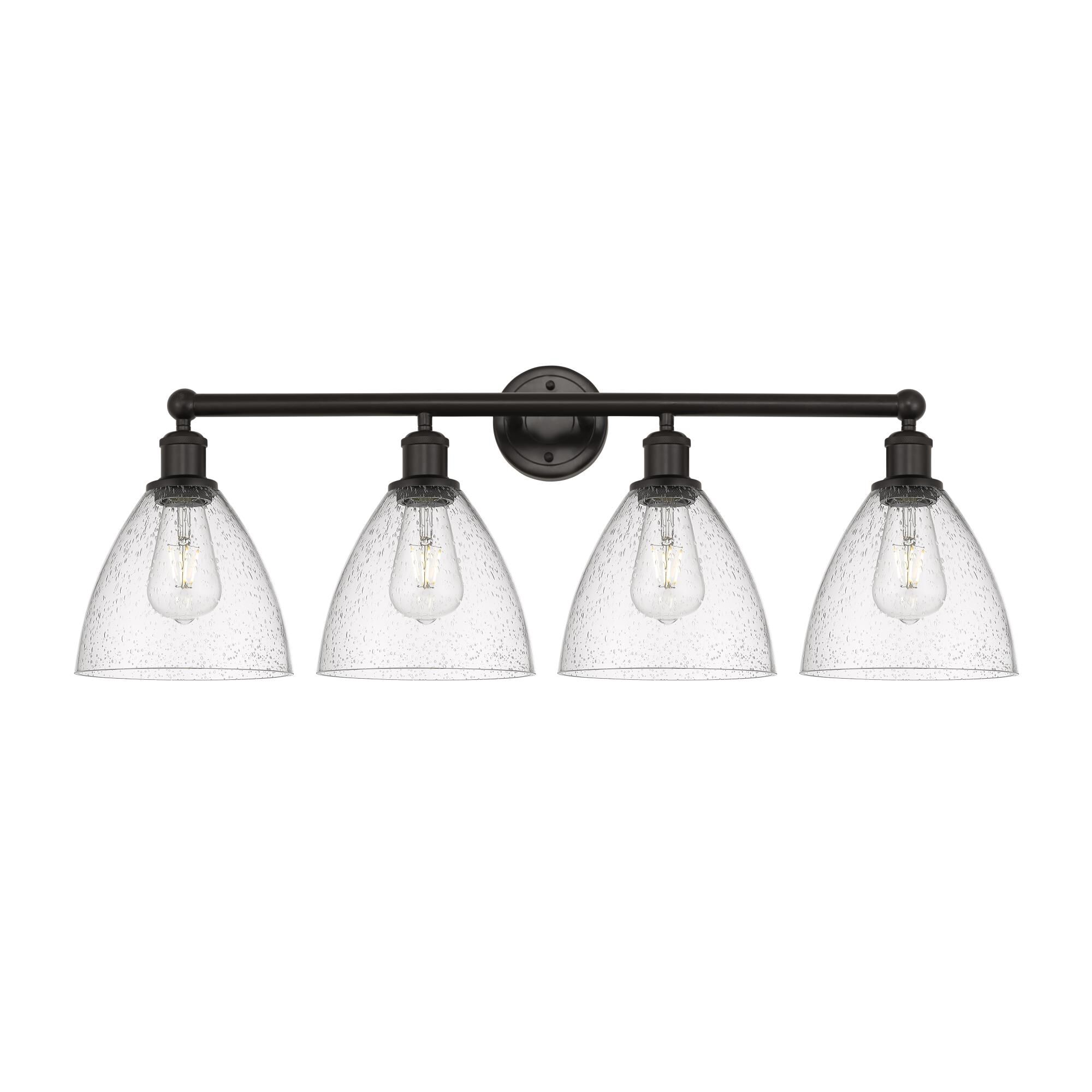 Shown in Oil Rubbed Bronze, Seedy finish and Seedy glass and Seedy Glass shade