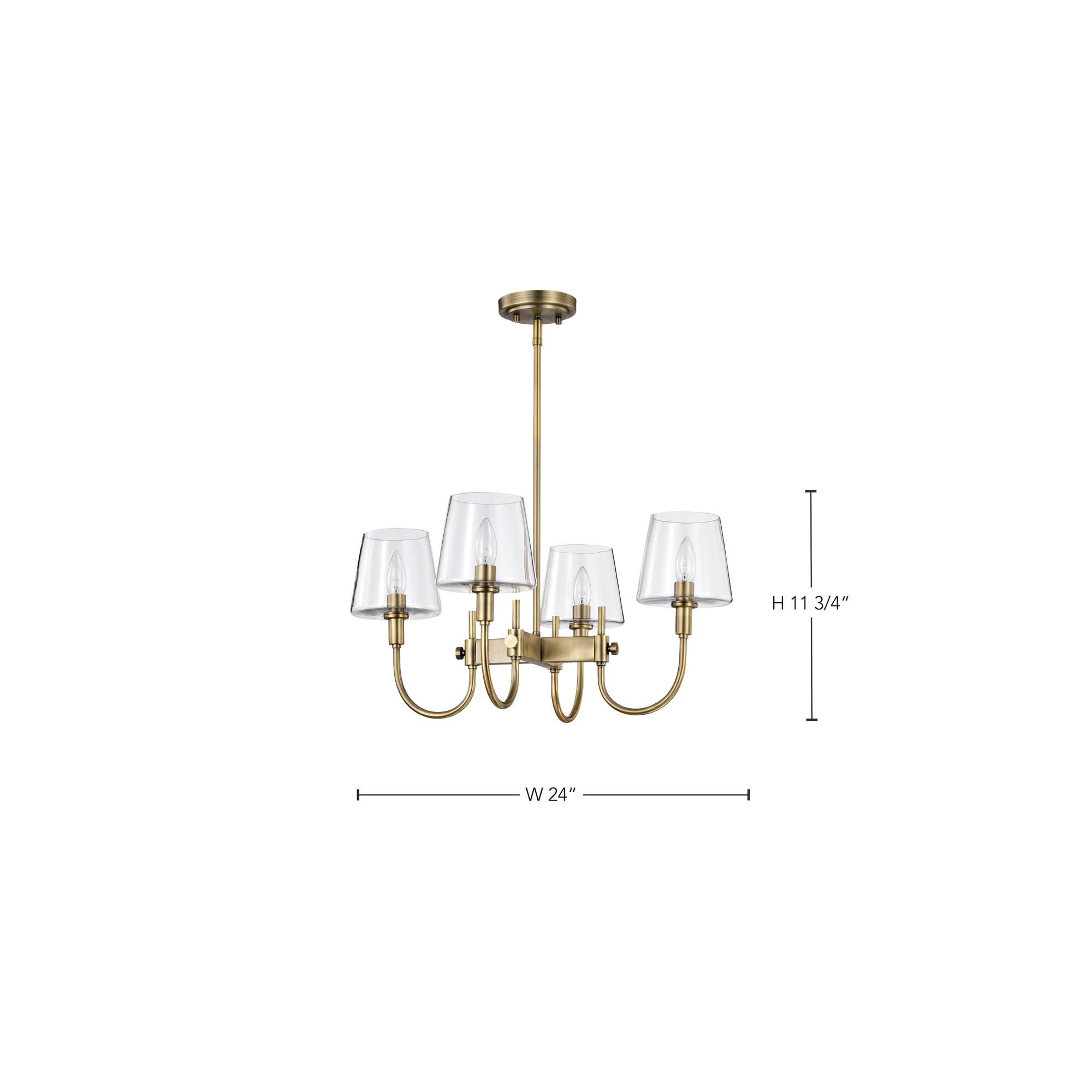 Shown in Vintage Brass finish and Clear glass and Glass shade