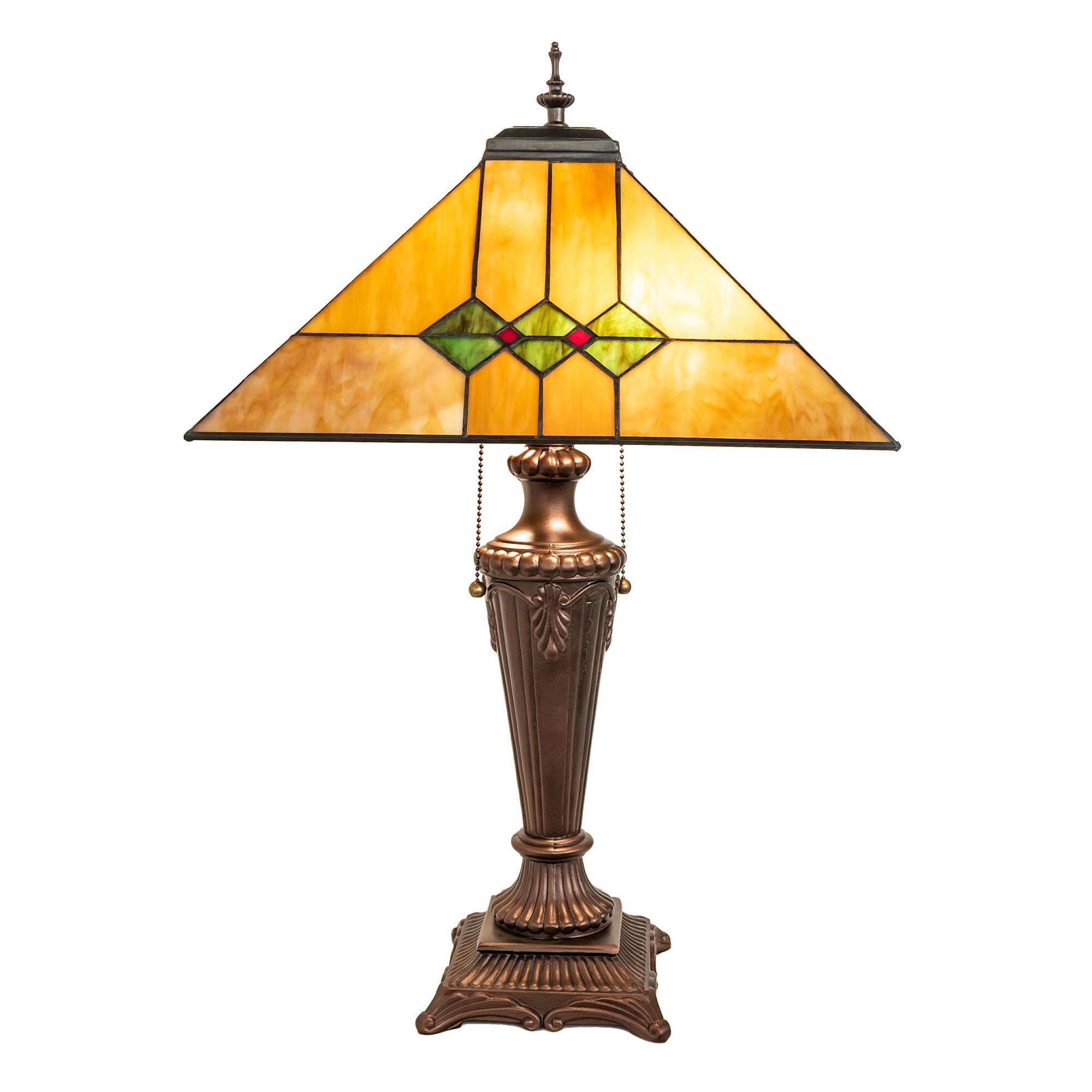 Shown in Mahogany Bronze finish and Ruby;Sunflower;Amber /Acrylic;Green;Chocolate;Beige glass