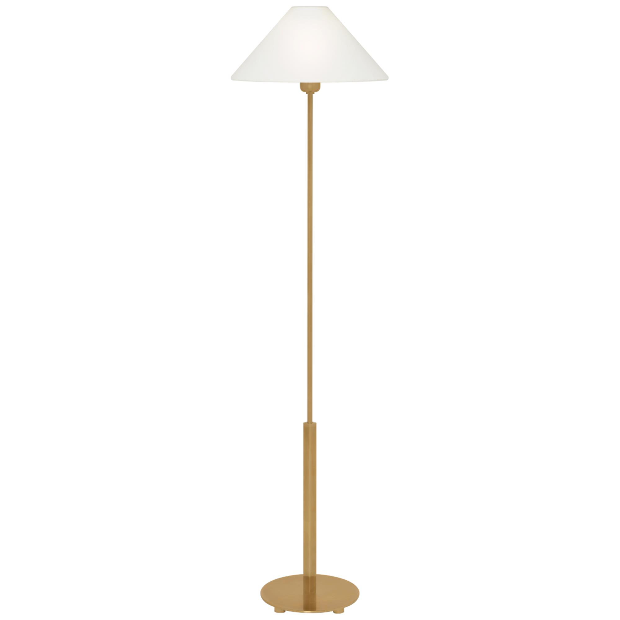 Shown in Hand-Rubbed Antique Brass finish and Linen shade