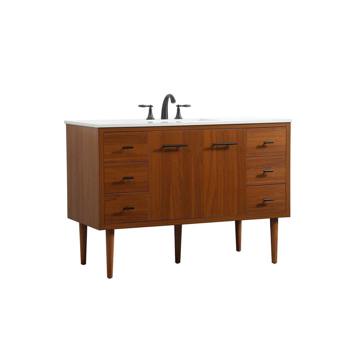 Shown in Teak finish and No Backsplash accent