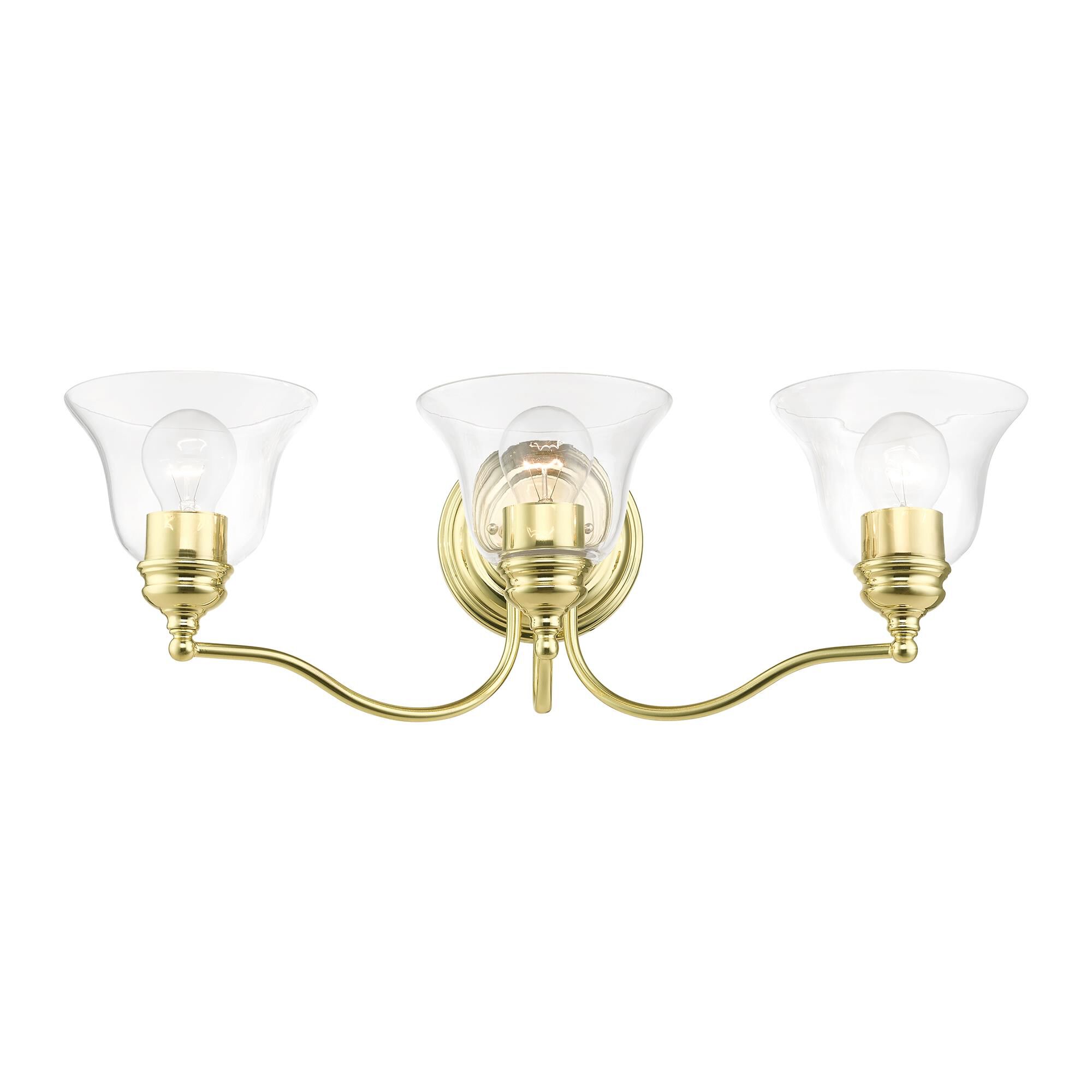 Shown in Polished Brass finish and Hand Blown Clear glass