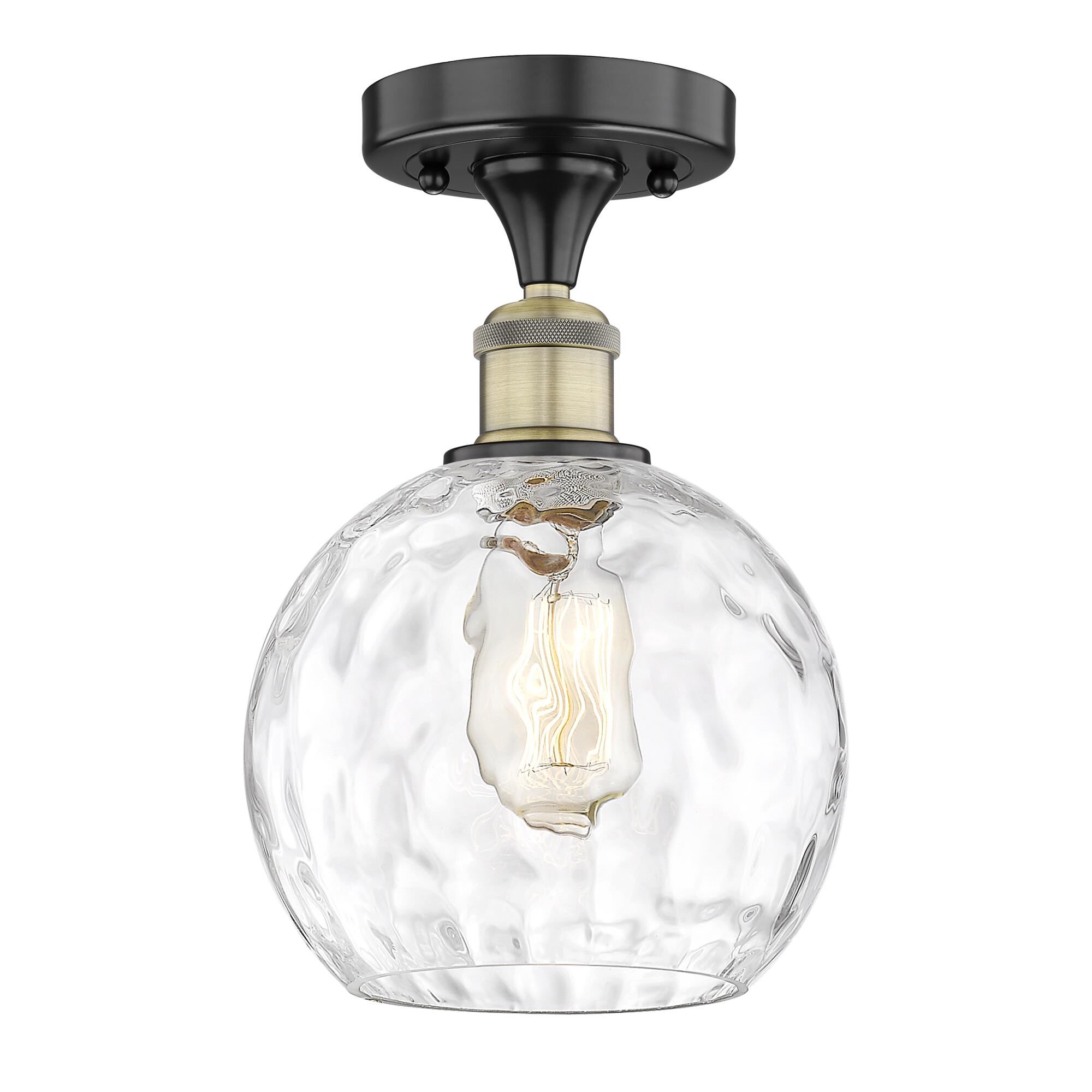 Shown in Black Antique Brass finish and Clear Water Glass glass