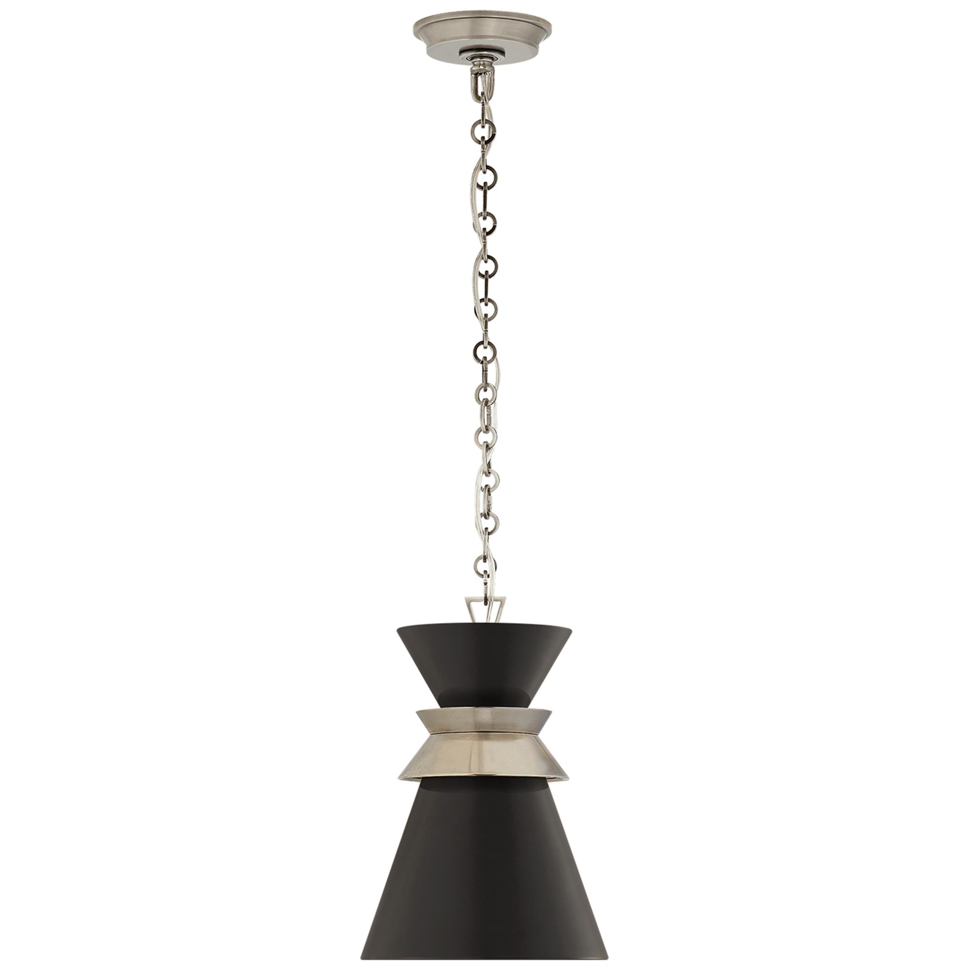 Shown in Antique Nickel finish and Matte Black shade