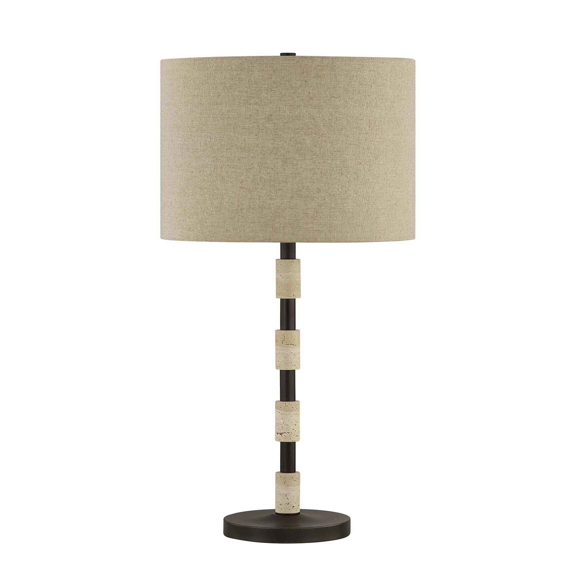 Shown in Mediterranean Bronze finish and Beige Fabric shade