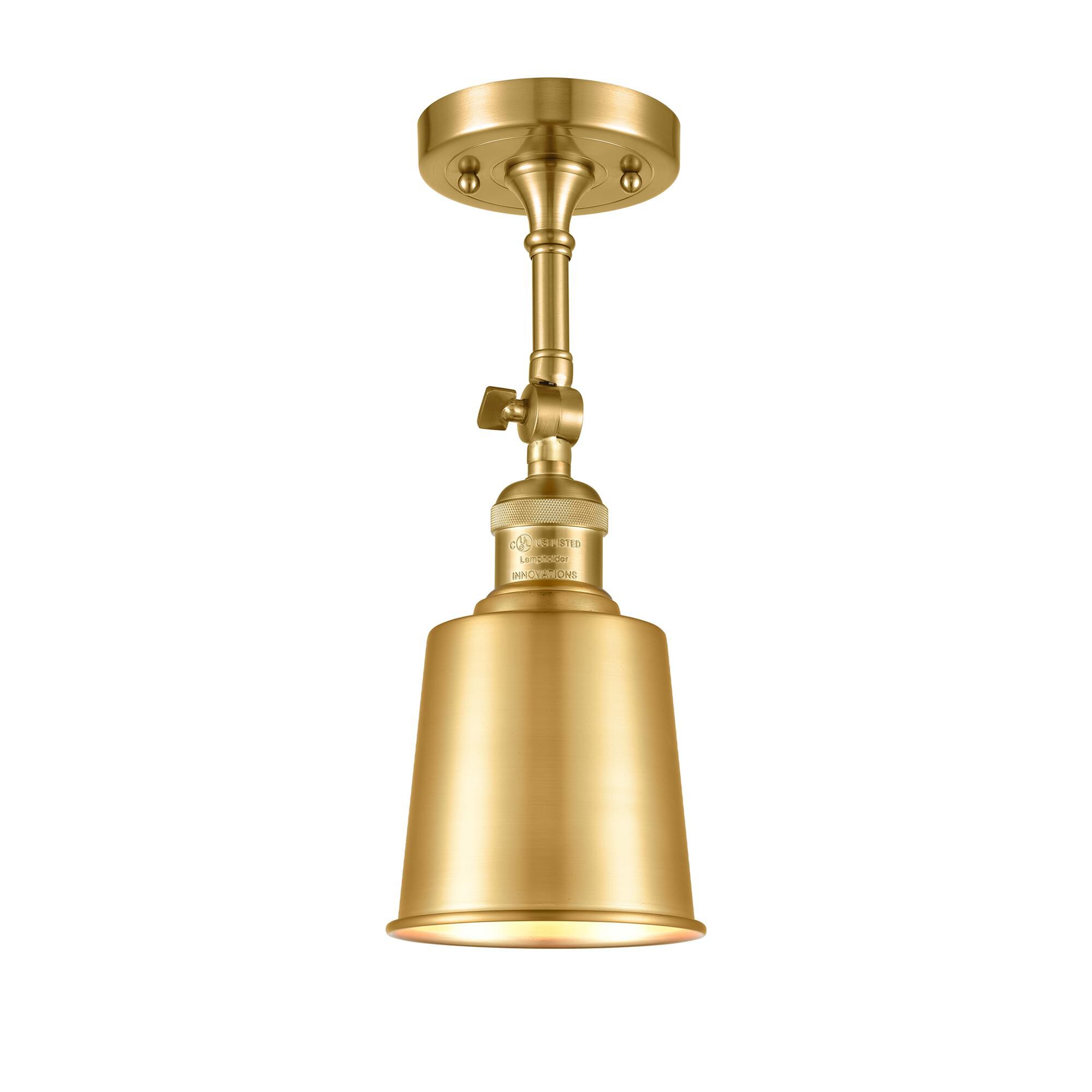 Shown in Satin Gold finish and Satin Gold Addison shade