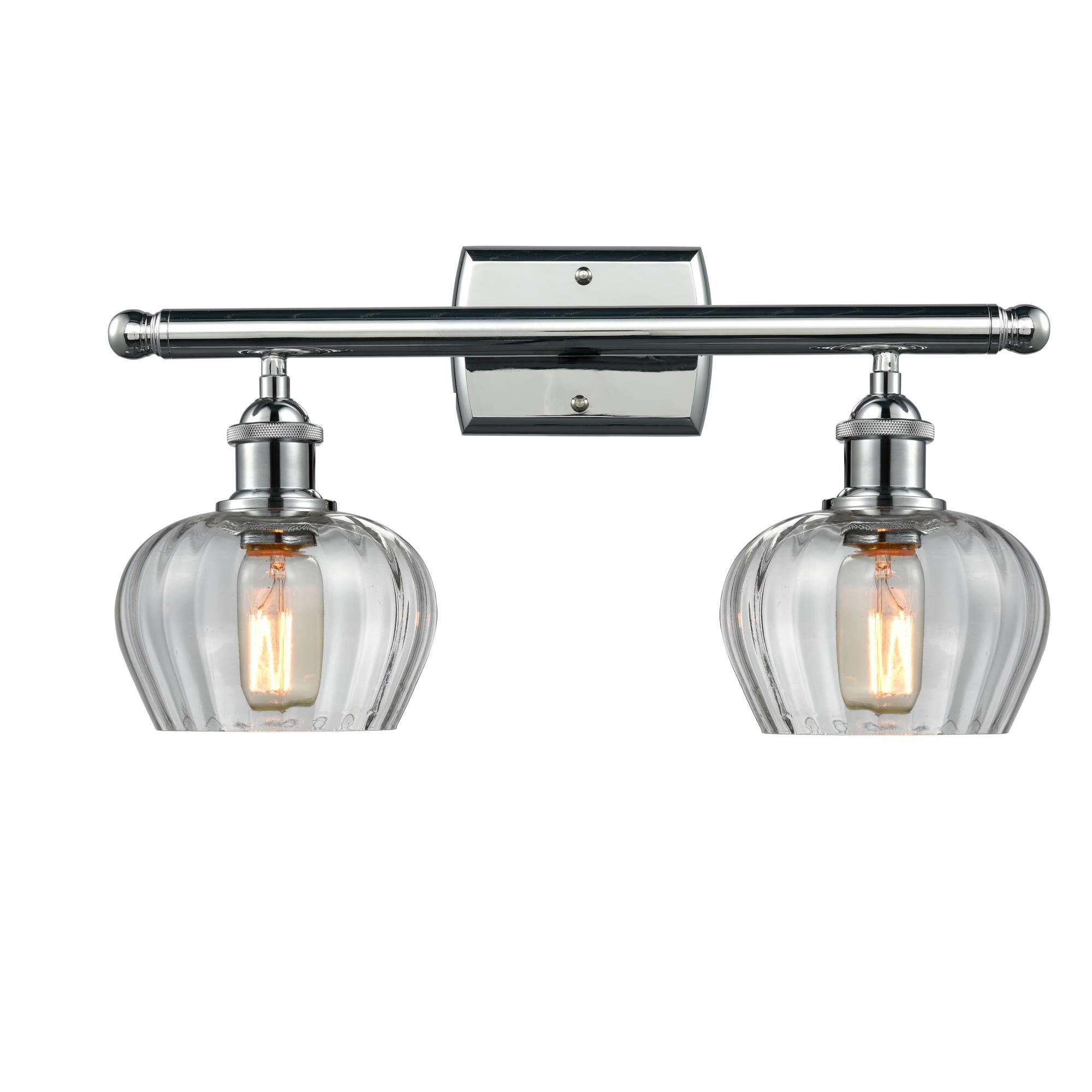 Shown in Polished Chrome finish and Clear Fluted glass