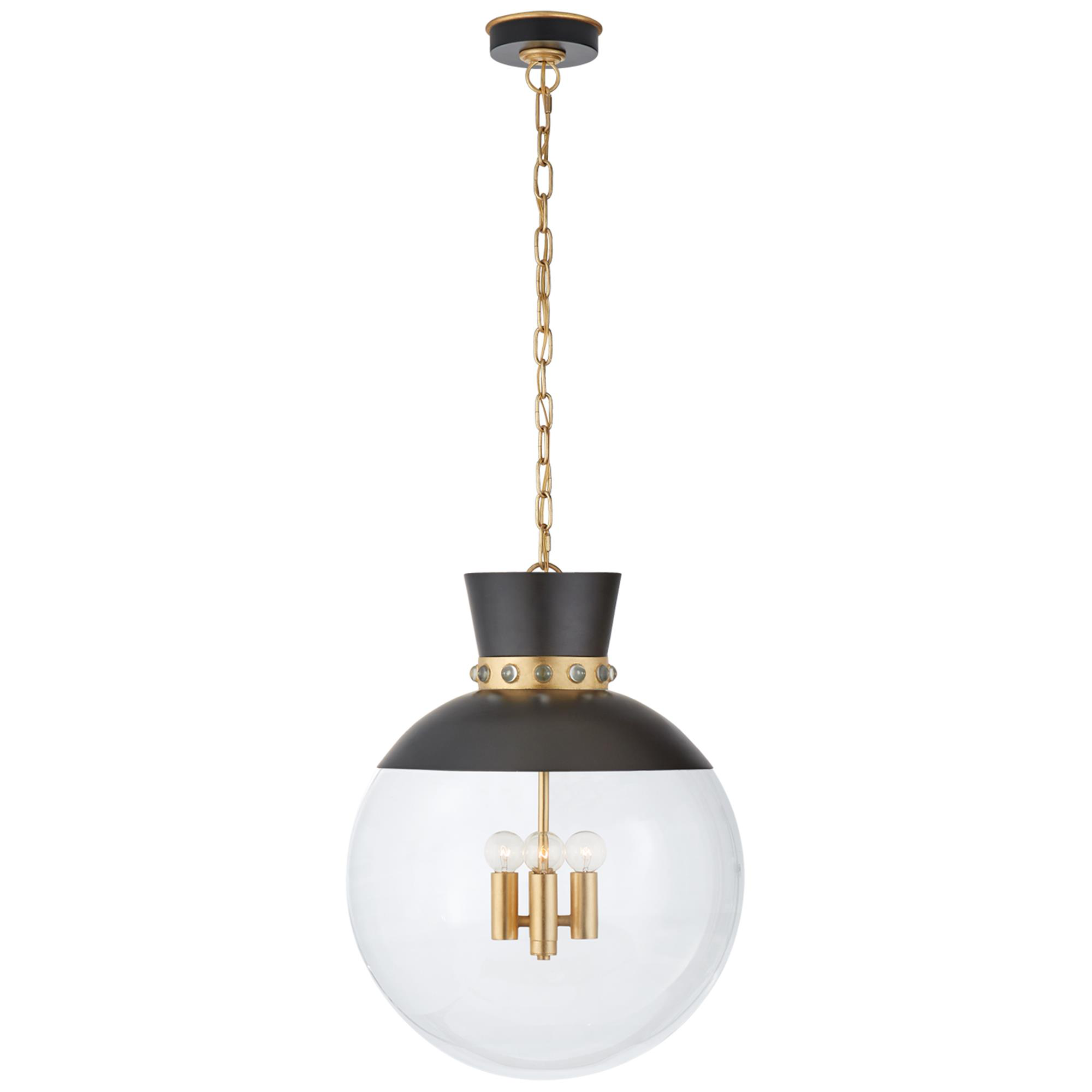 Shown in Matte Black And Gild finish and Clear glass