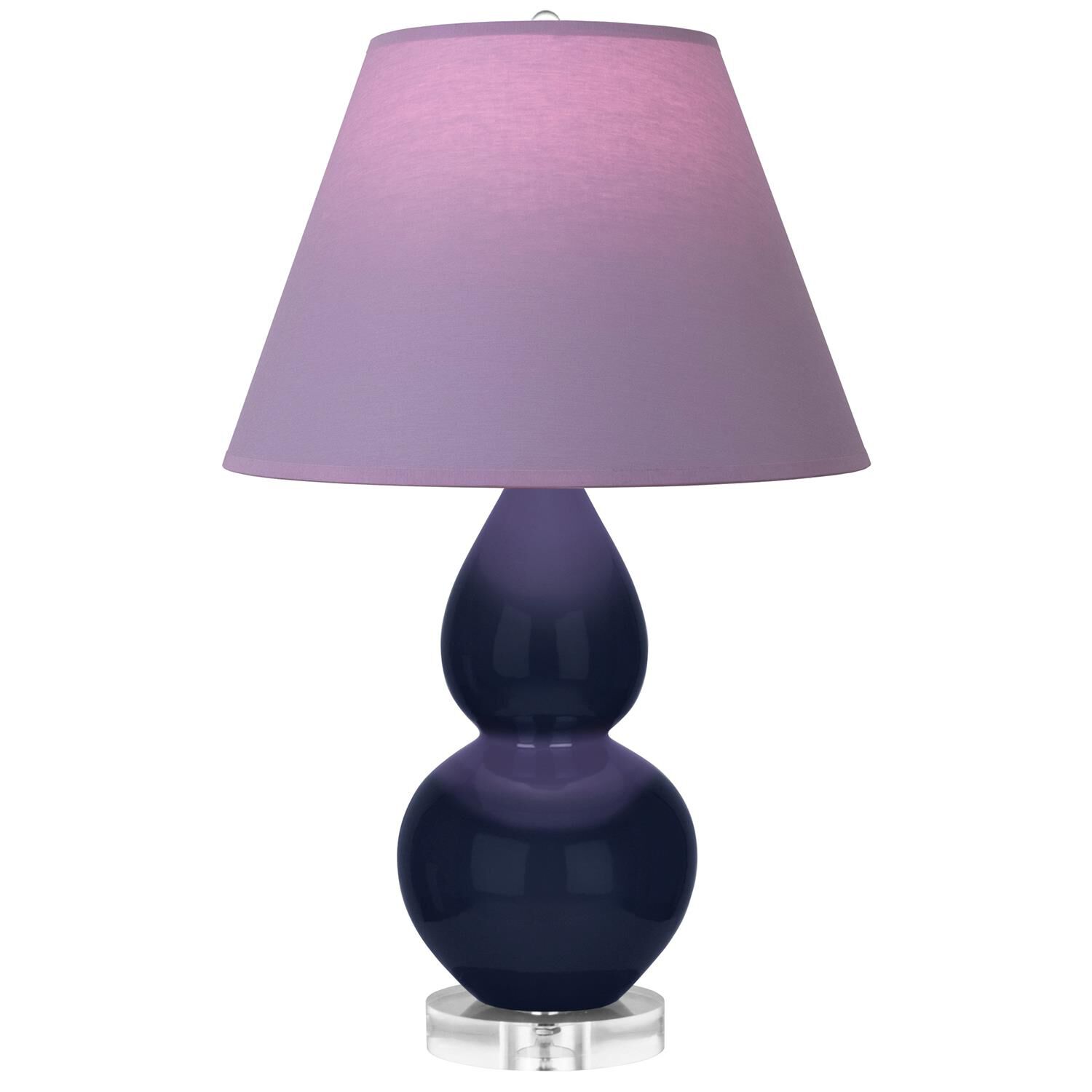 Shown in Midnight Blue finish and Lavender and Plum shade and Lucite accent