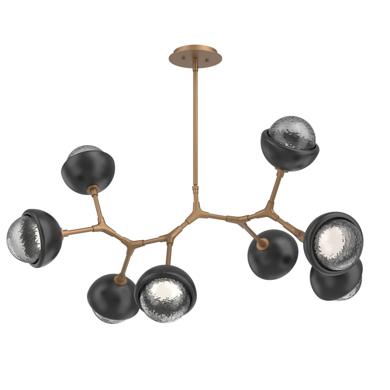Shown in Novel Brass finish and Smoke glass and Matte Black accent
