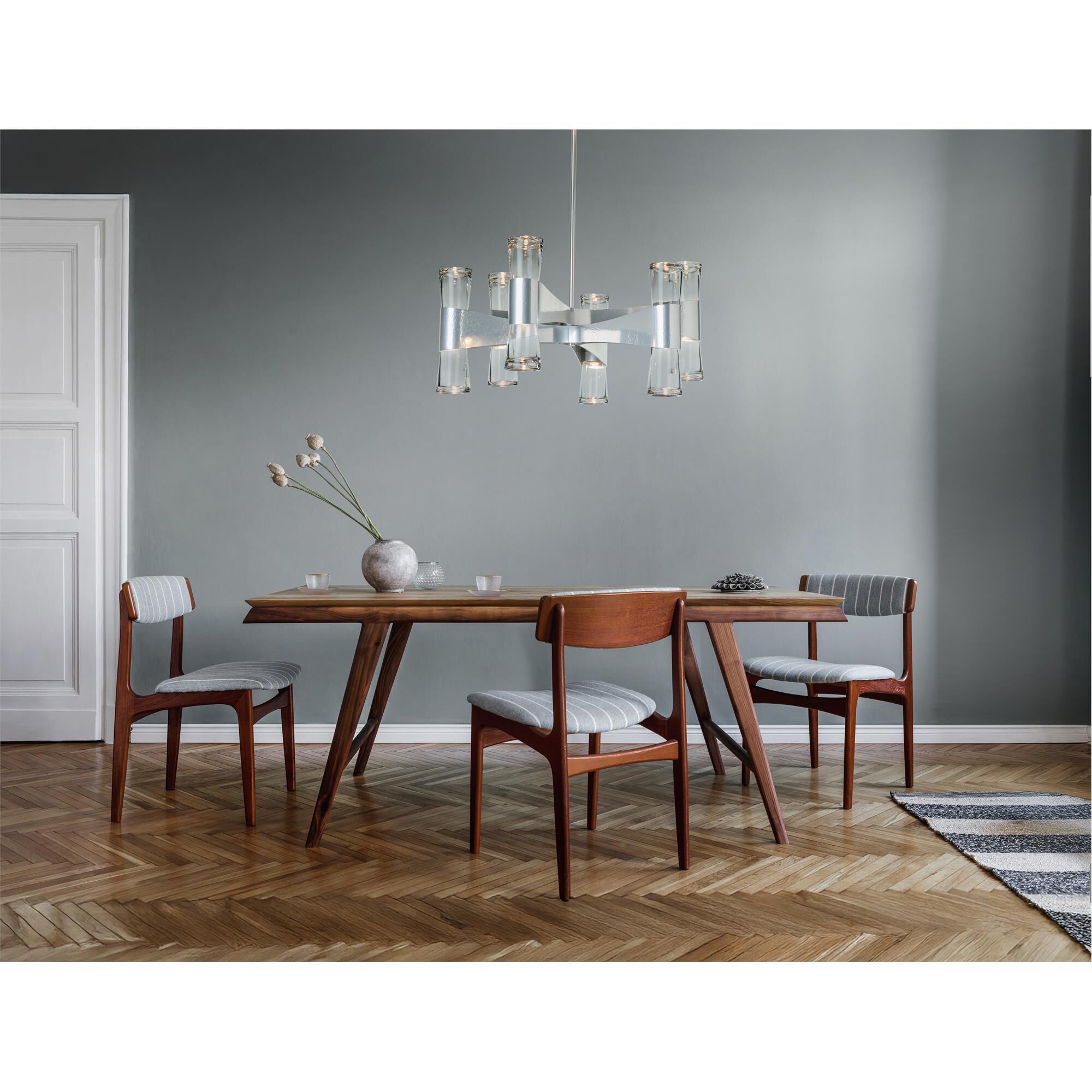 Shown in Sterling finish and Clear glass