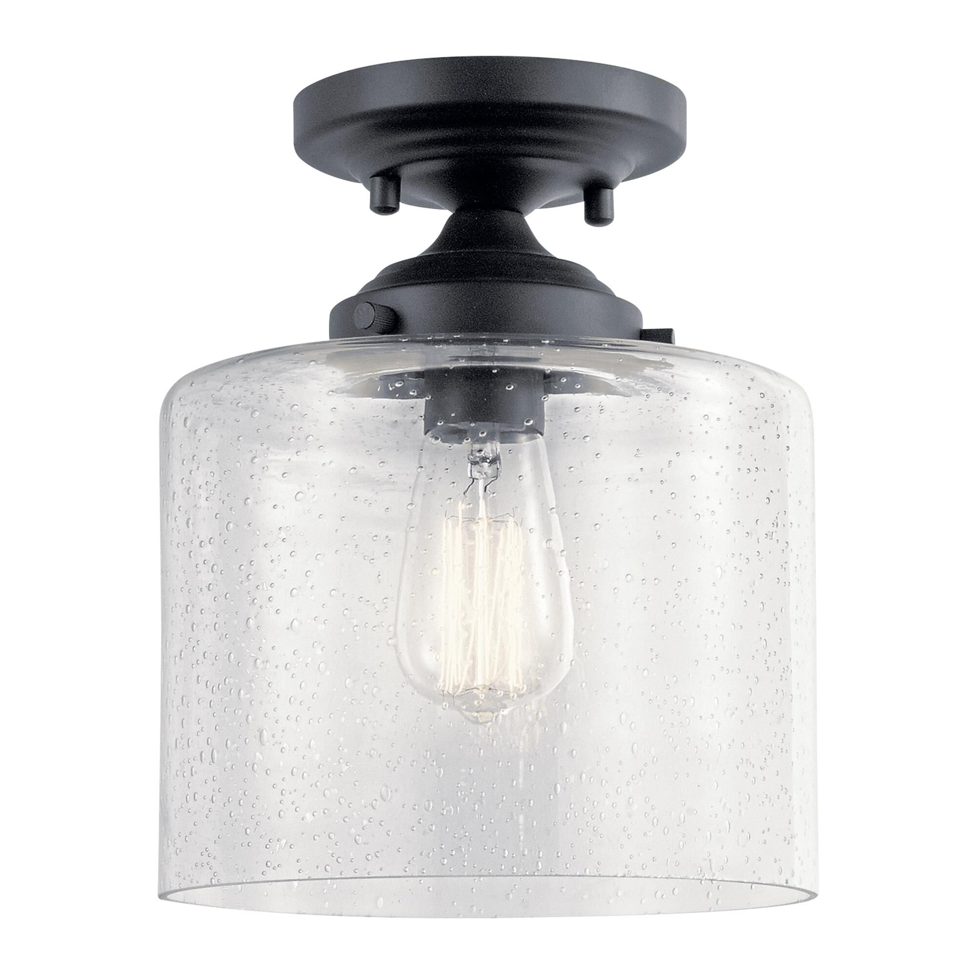 Shown in Black finish and Clear Seeded glass