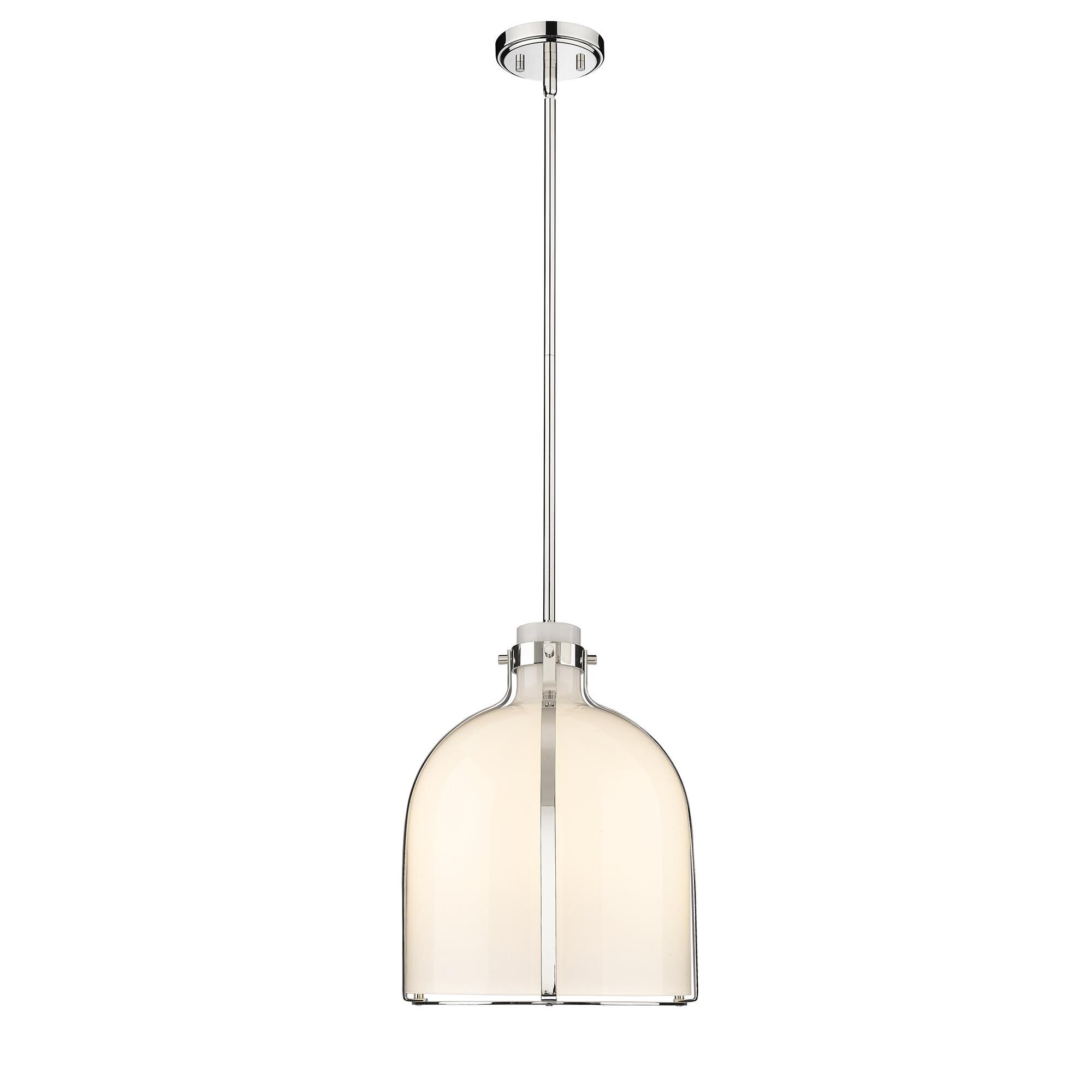 Shown in Polished Nickel finish and Glass shade