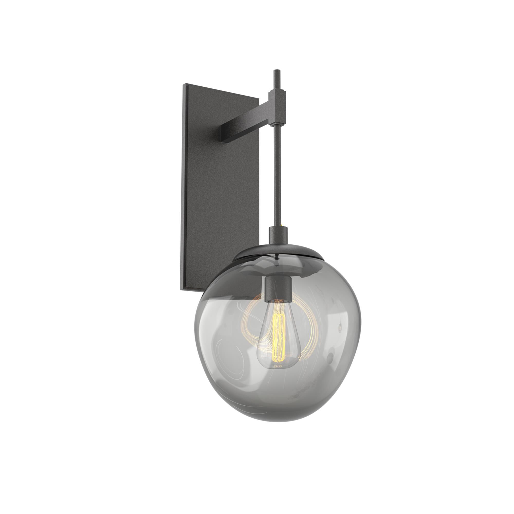Shown in Graphite finish and Smoke Blown glass