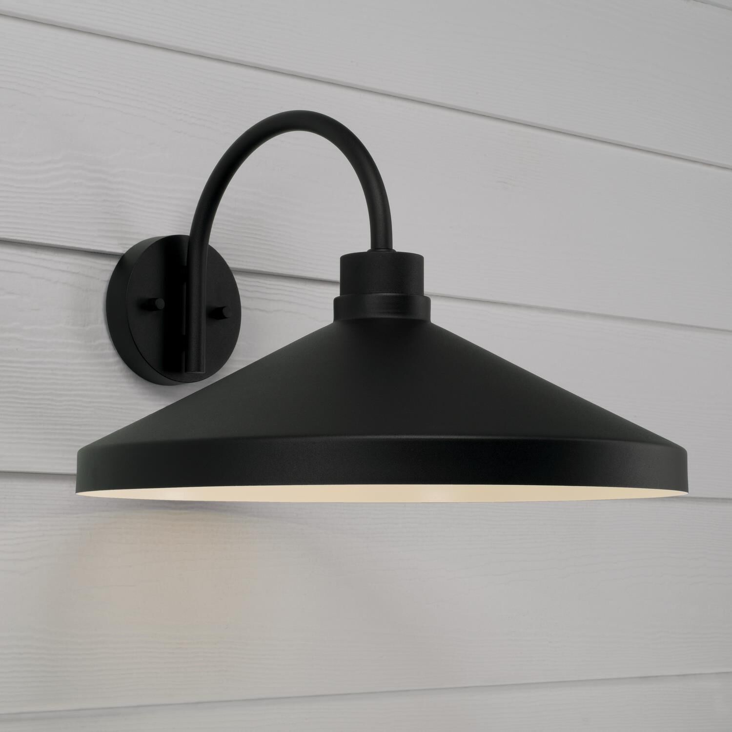 Shown in Black finish and Metal with White Interior shade