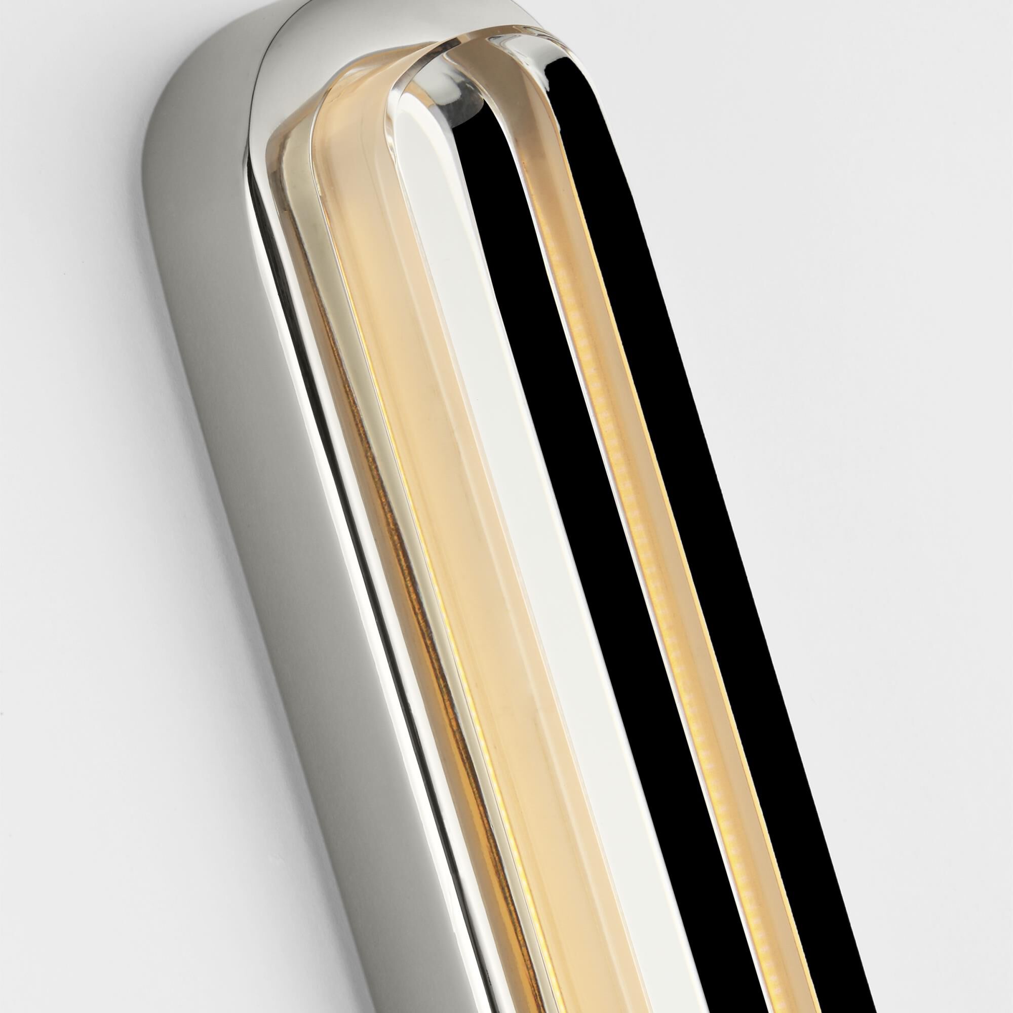 Shown in Polished Nickel finish and Clear Crystal glass