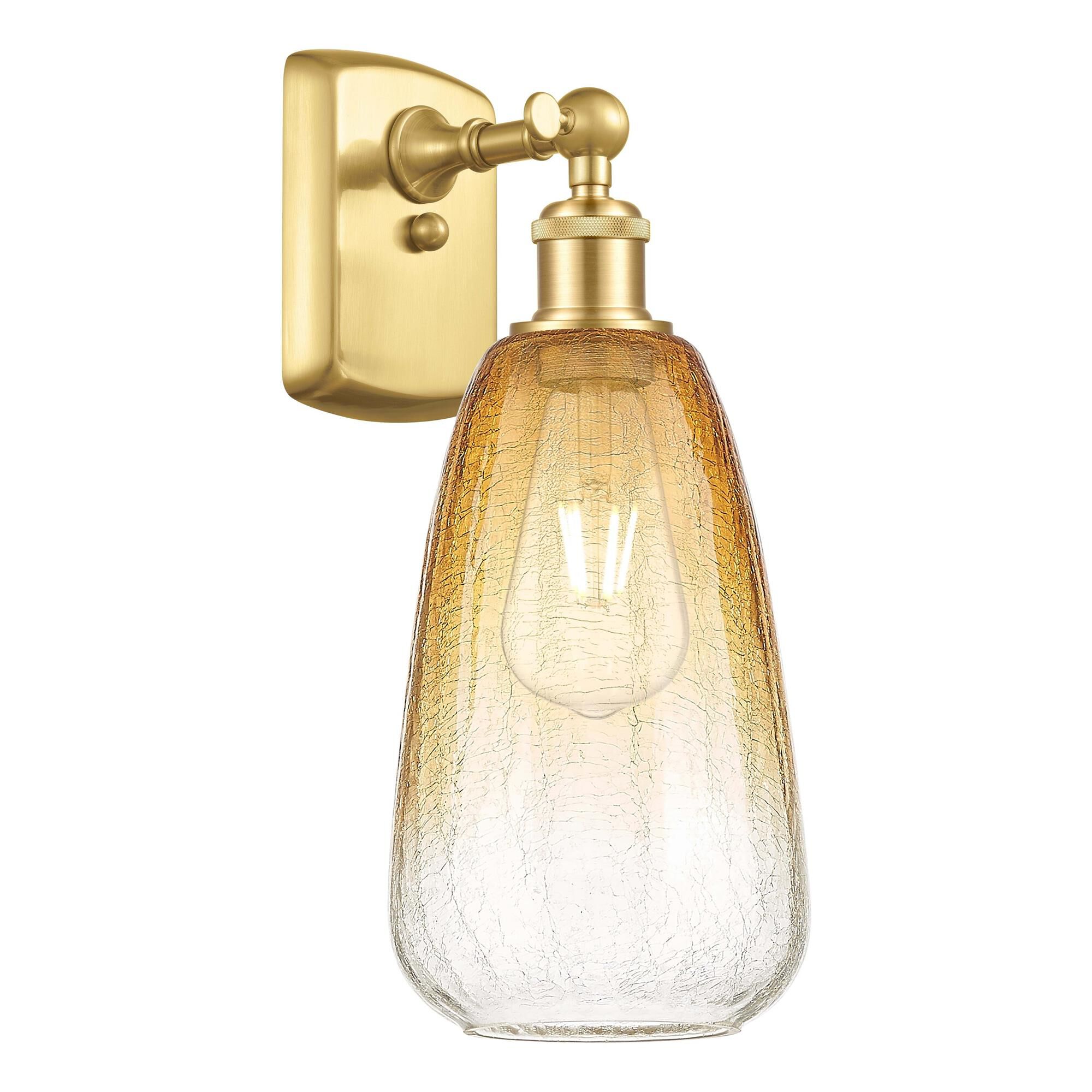 Shown in Satin Gold finish and Amber glass