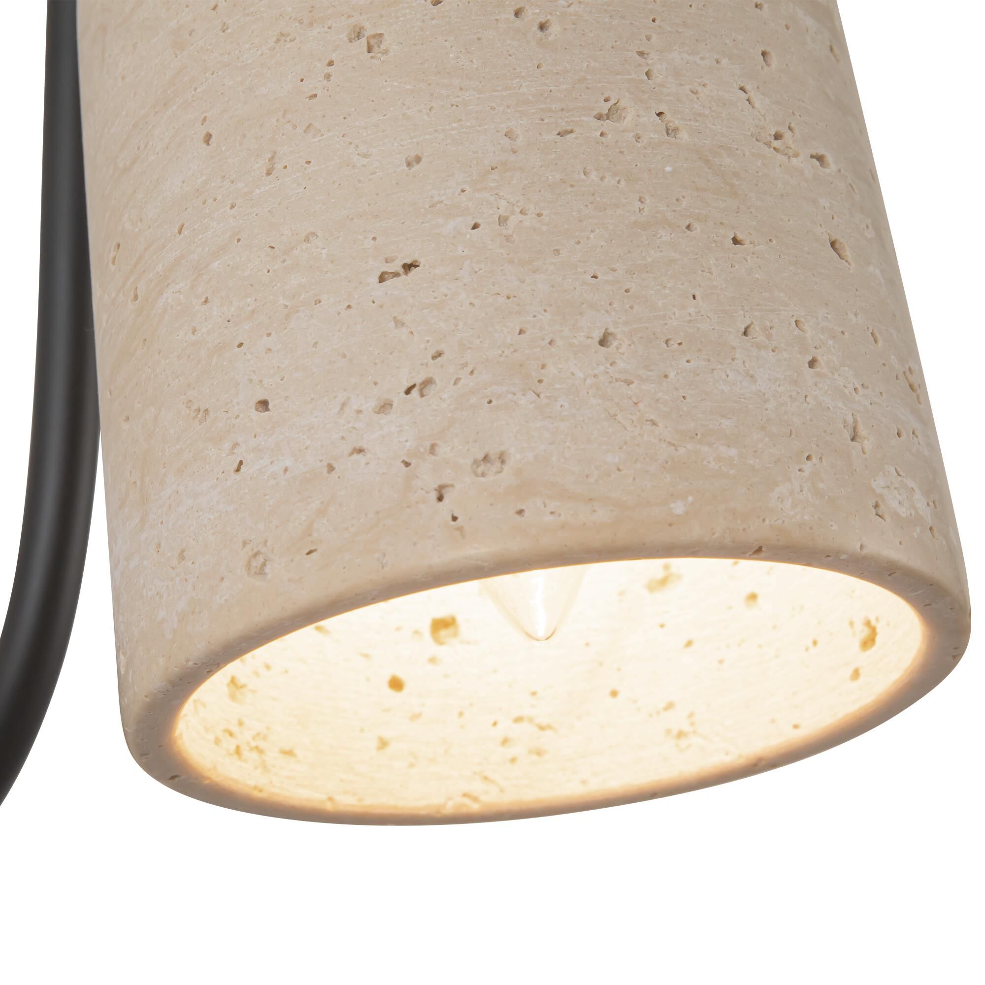 Shown in Matte Black and Travertine finish and Stone shade
