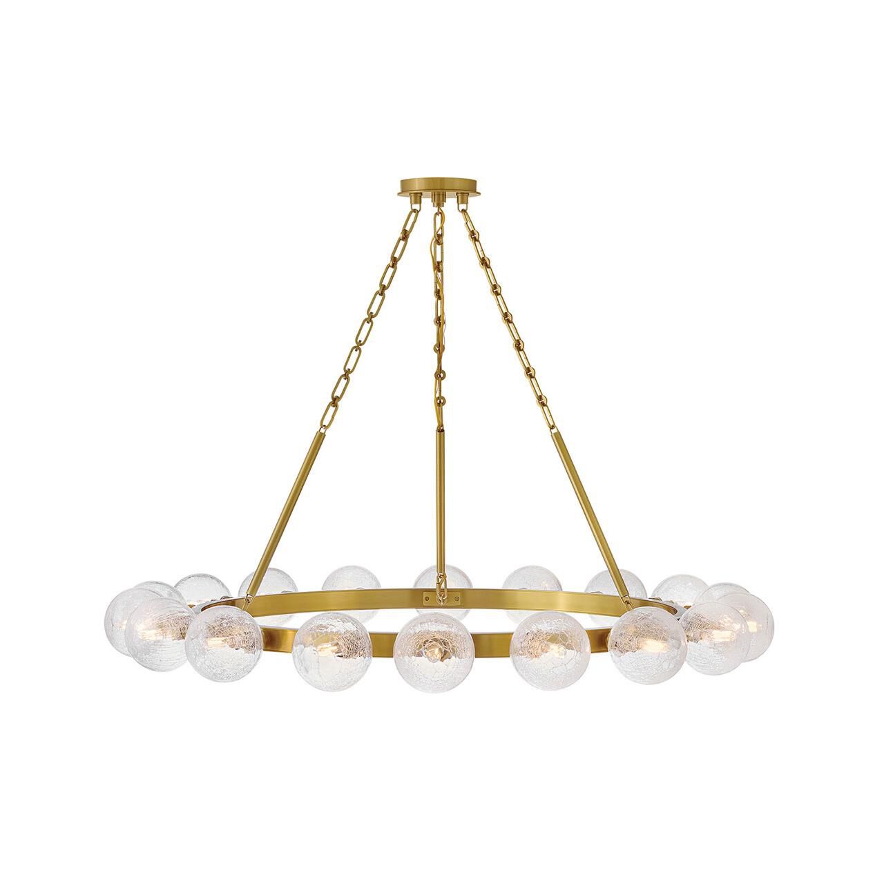 Shown in Lacquered Brass finish and Crackle glass