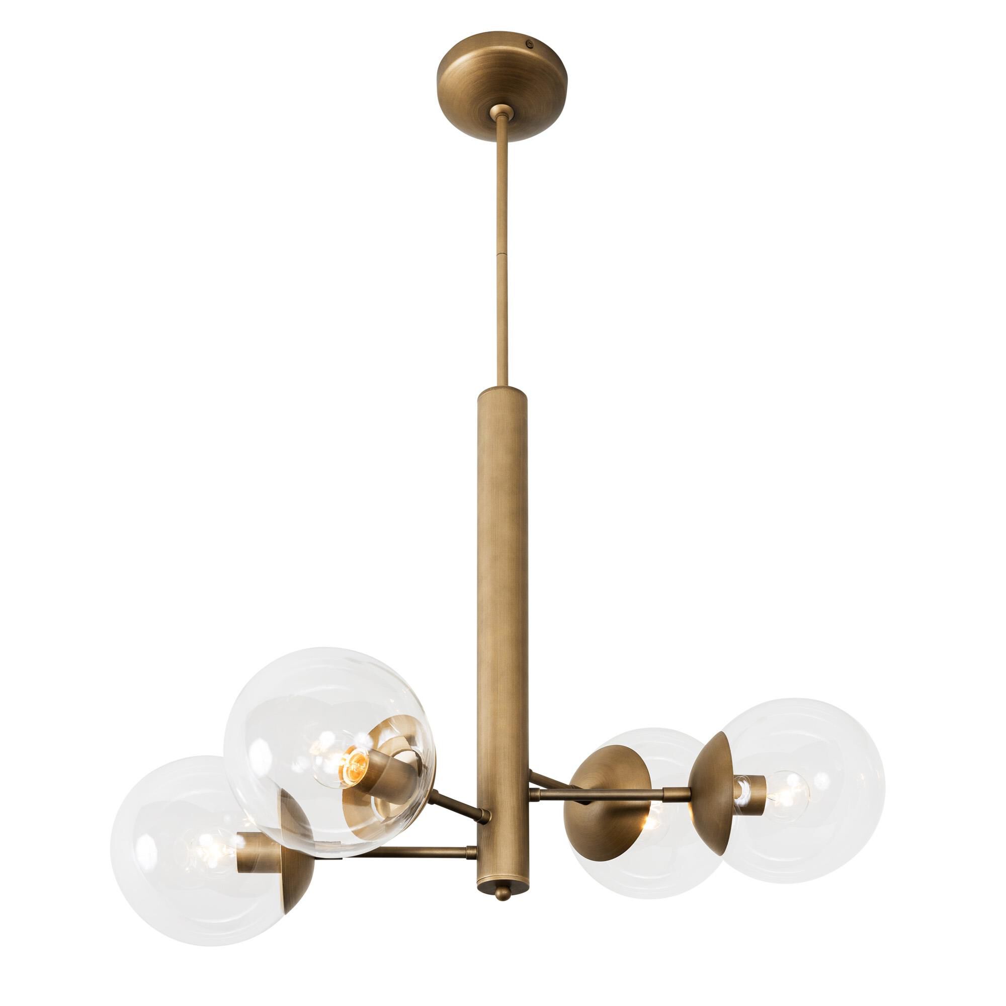 Shown in Antique Brass finish and Clear glass