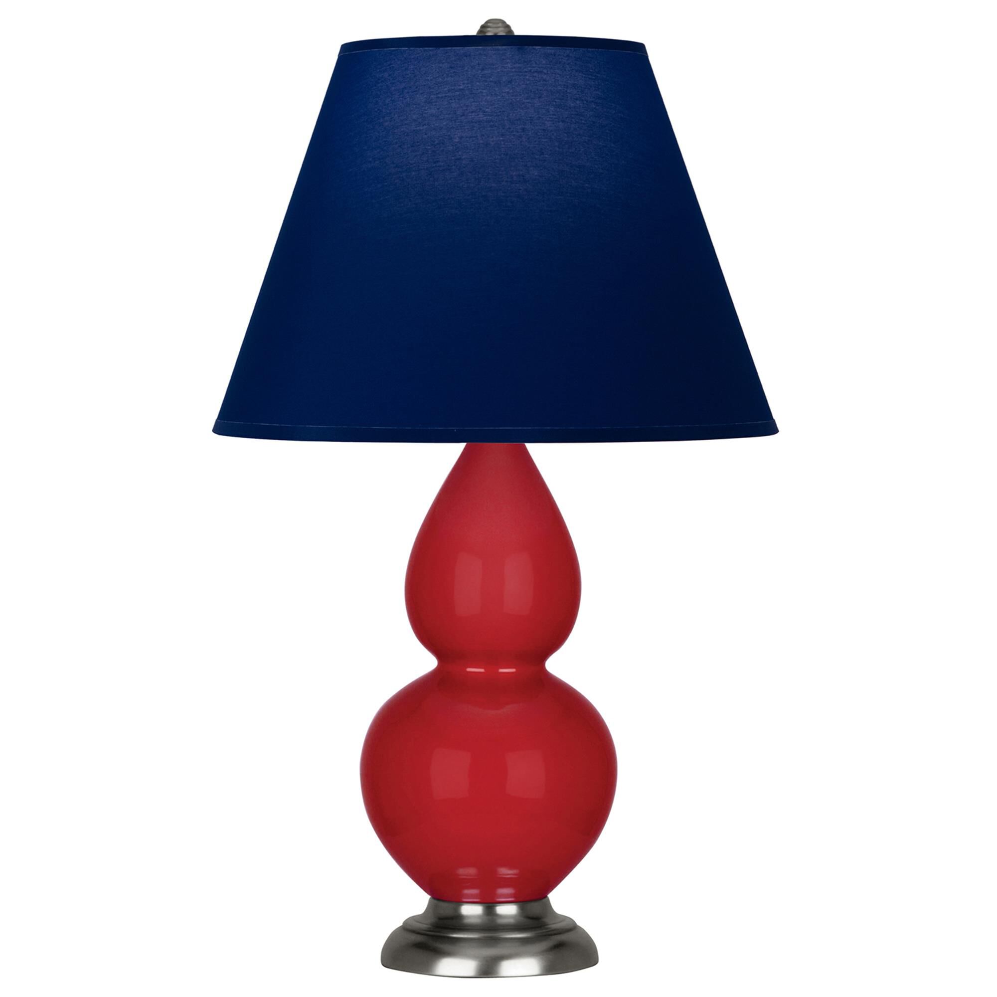 Shown in Ruby Red finish and Navy and Gray shade and Antique Silver accent