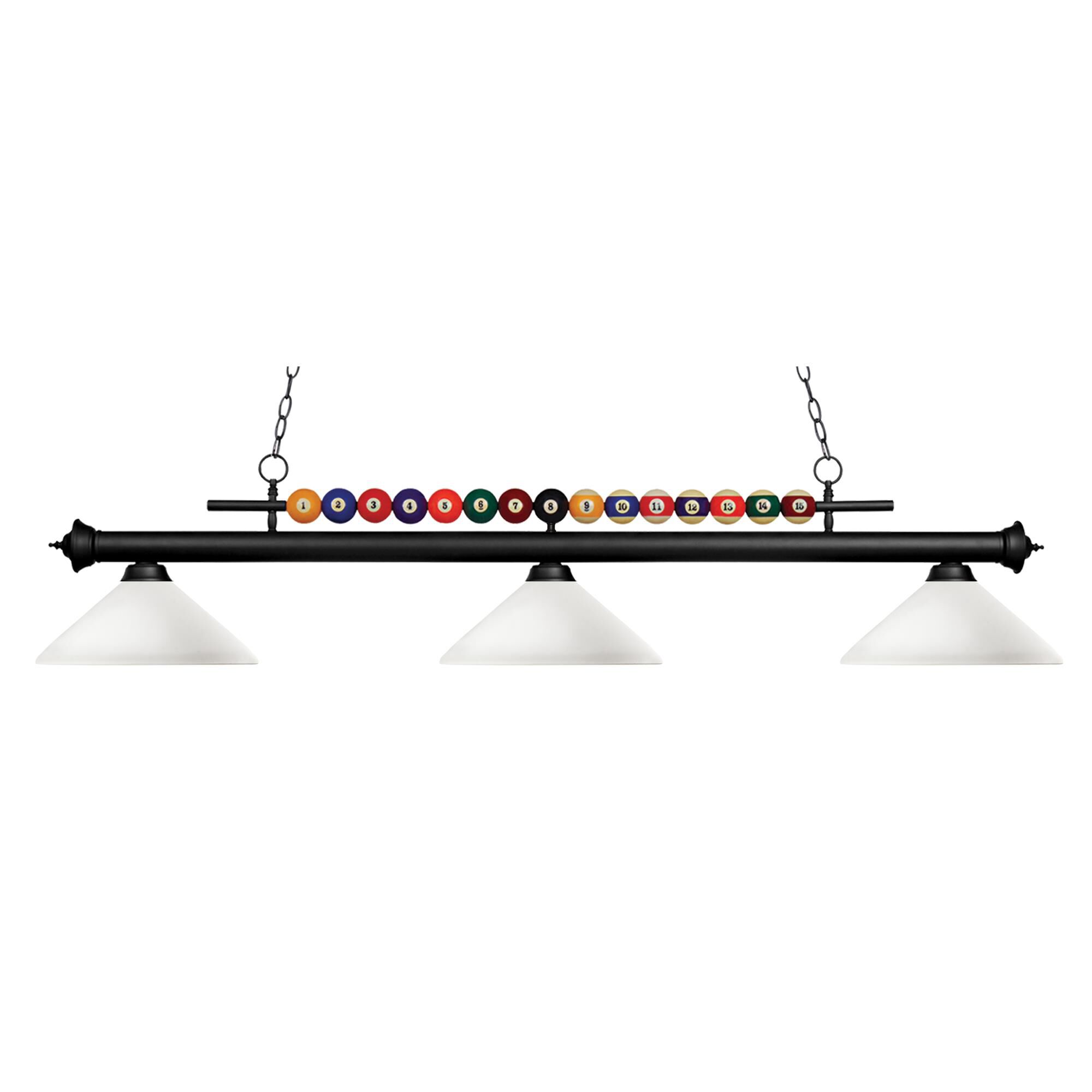 Shown in Matte Black finish and Glass shade