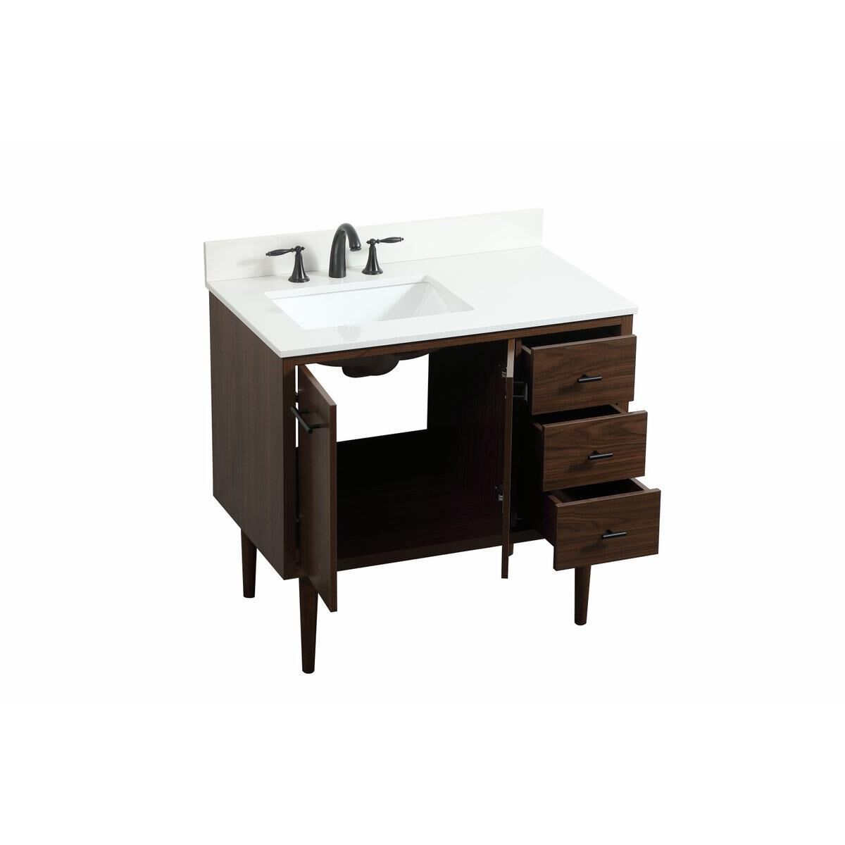 Shown in Walnut finish and Backsplash accent