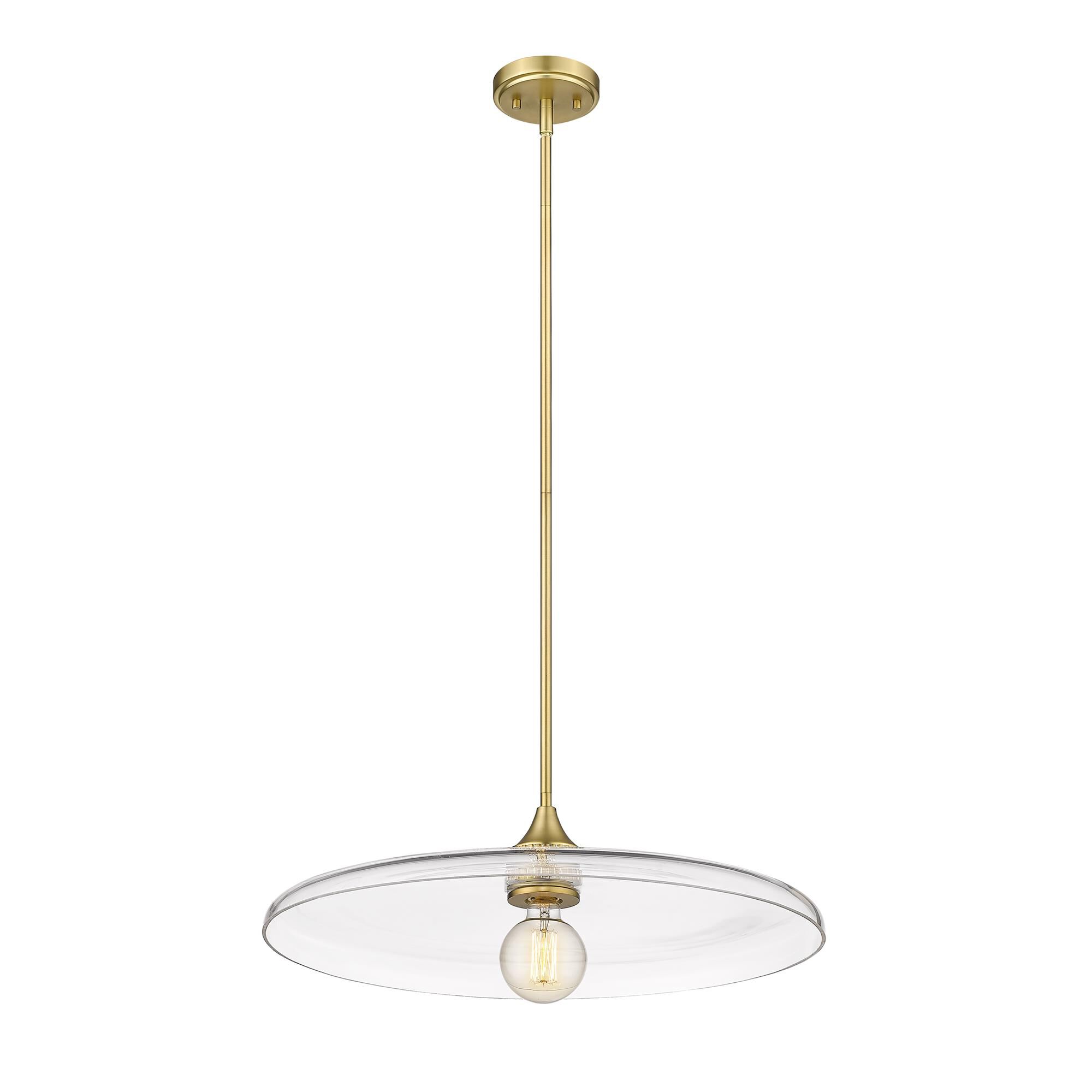 Shown in Olde Brass finish and Clear glass