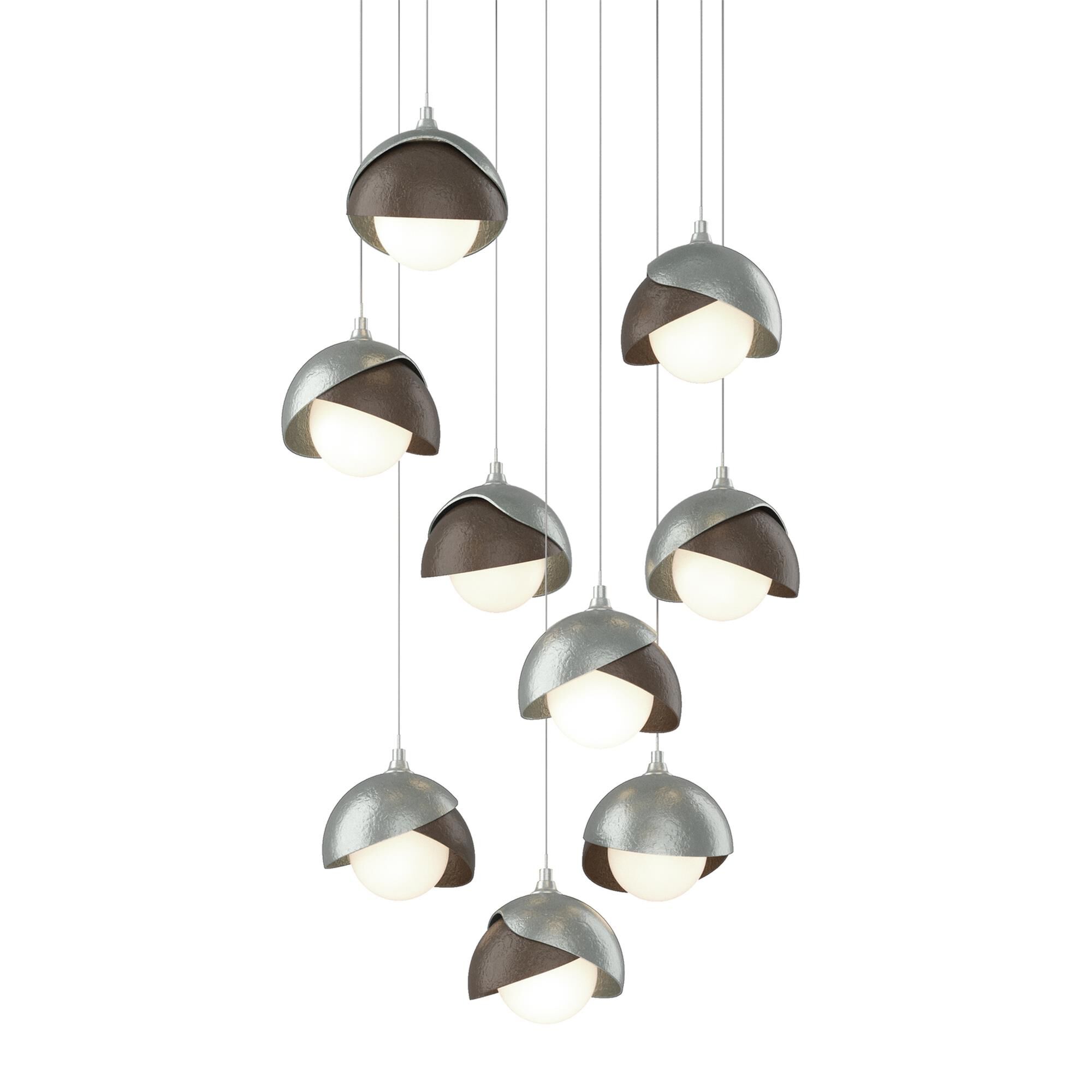 Shown in Vintage Platinum finish and Opal glass and Bronze accent