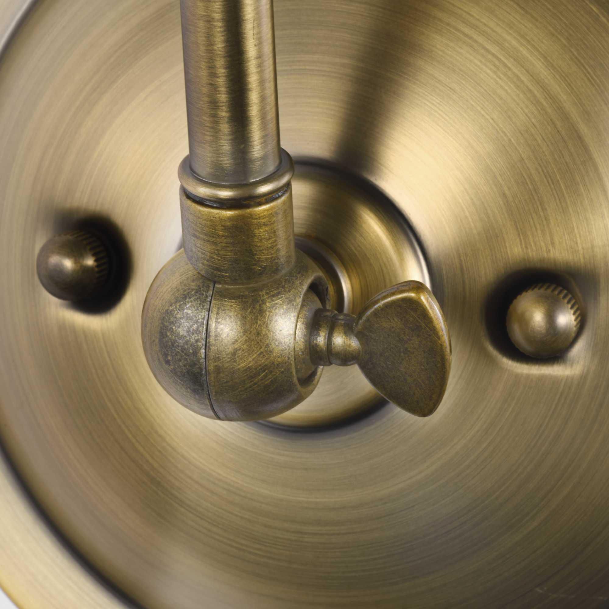 Shown in Vintage Brass finish and Vintage Brass glass