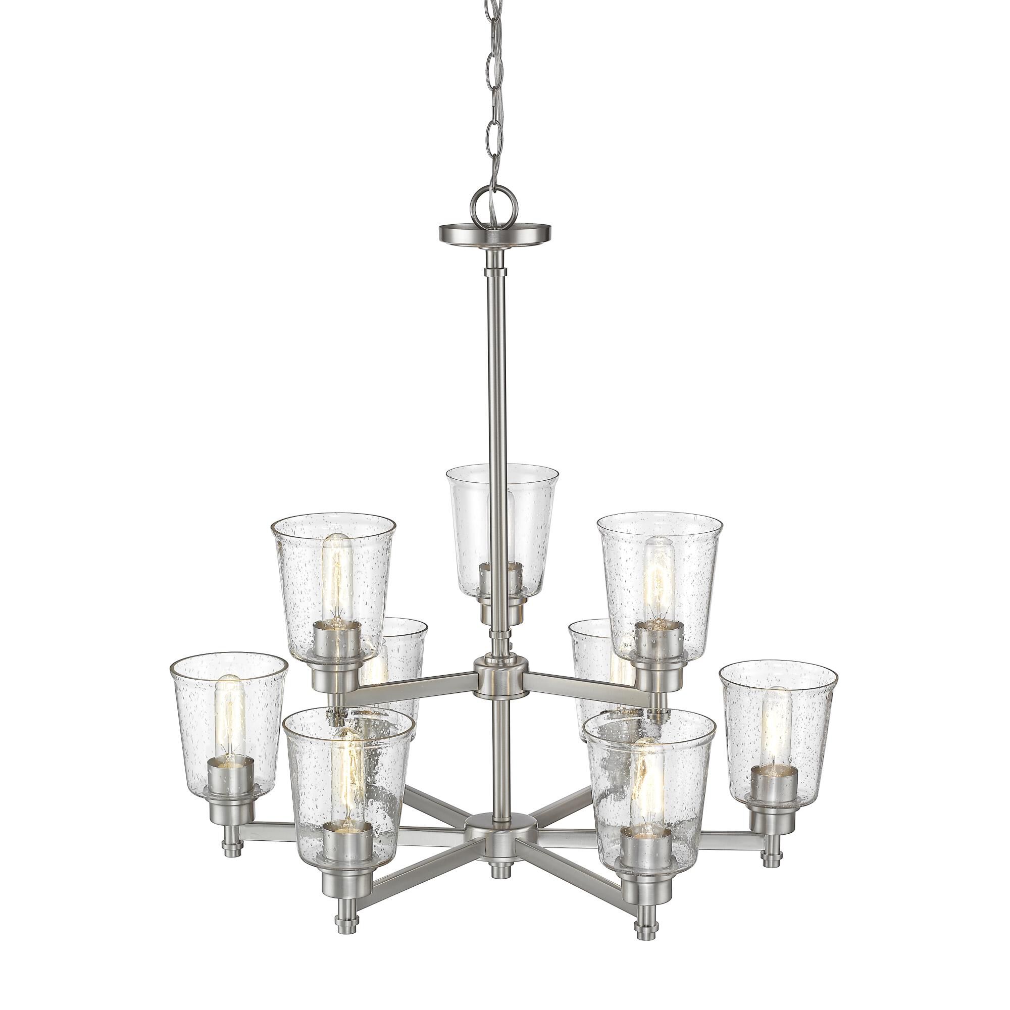 Shown in Brushed Nickel finish and Glass shade