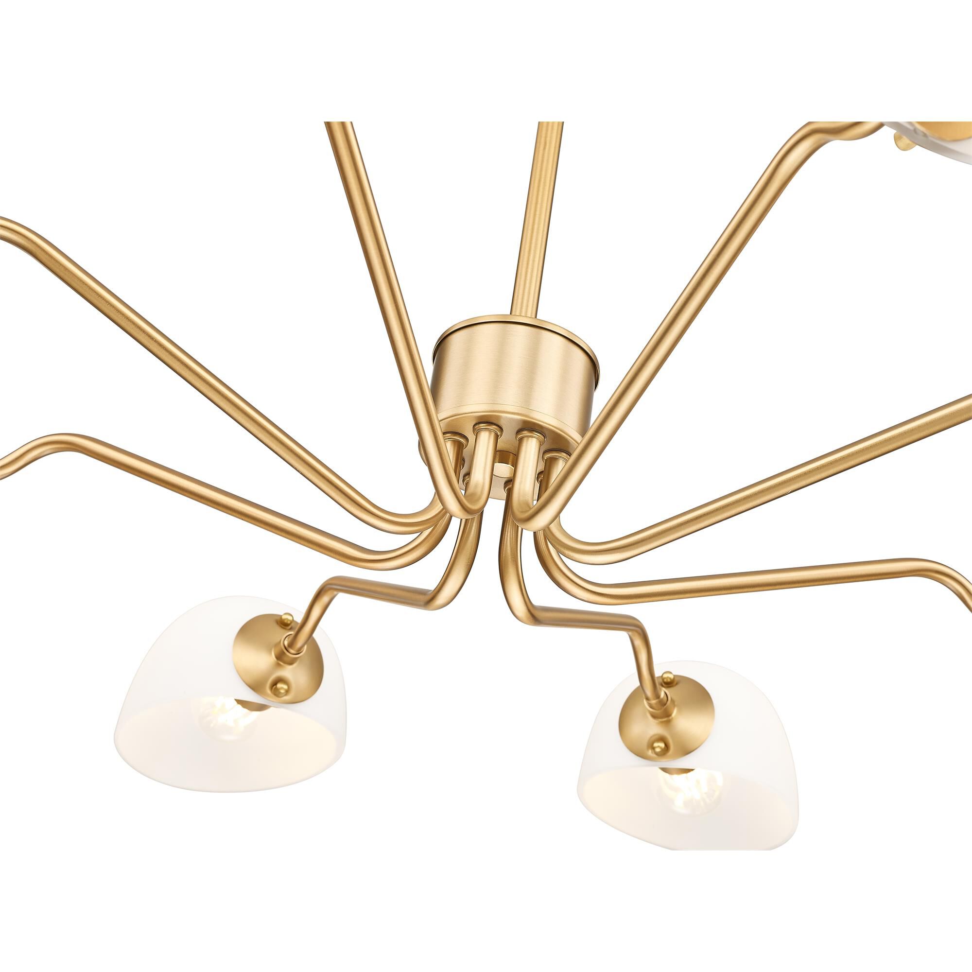 Shown in Modern Gold finish and White glass