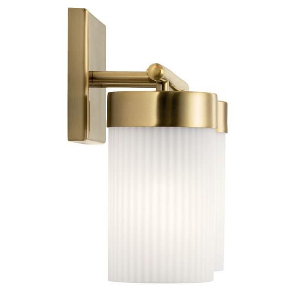 Shown in Brushed Natural Brass finish and Satin Etched Cased Opal glass
