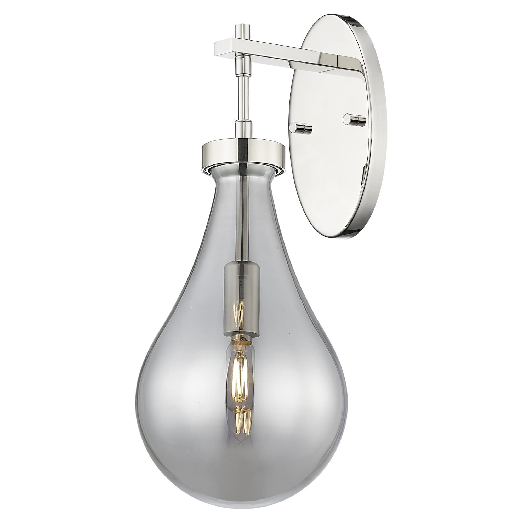 Shown in Polished Nickel finish and Light Smoke glass