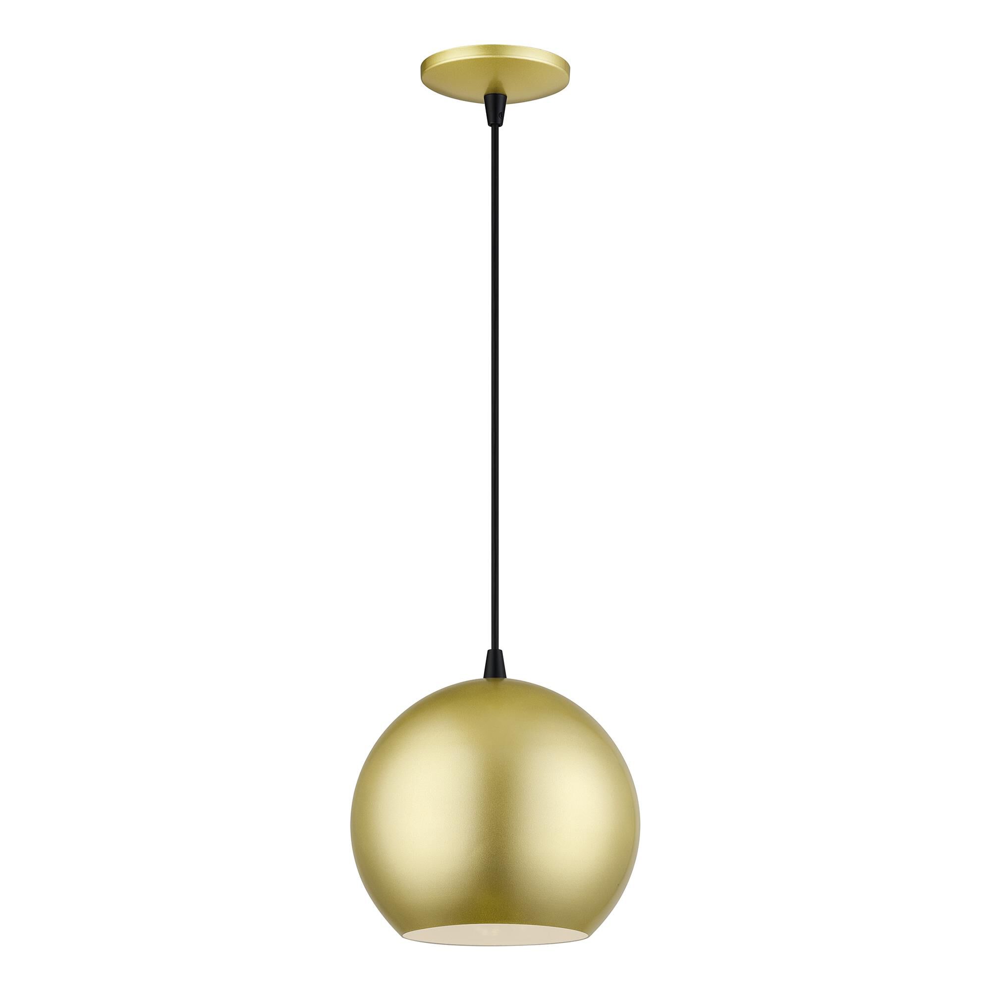 Shown in Soft Gold with Black Accents finish and Soft Gold Aluminum with Shiny White Inside shade