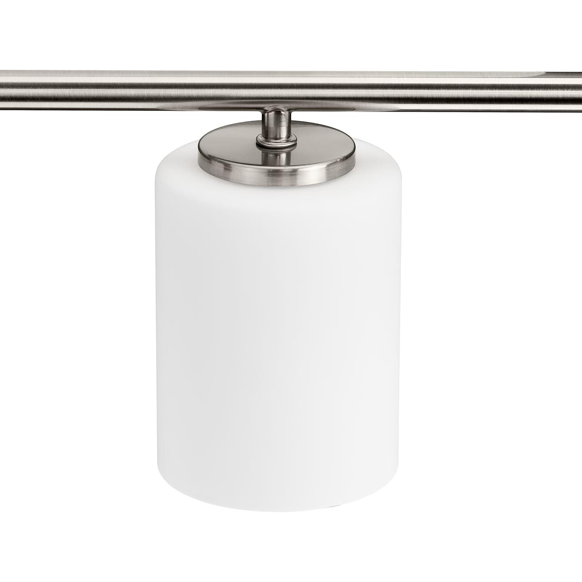 Shown in Brushed Nickel finish and Etched White Cylindrical glass