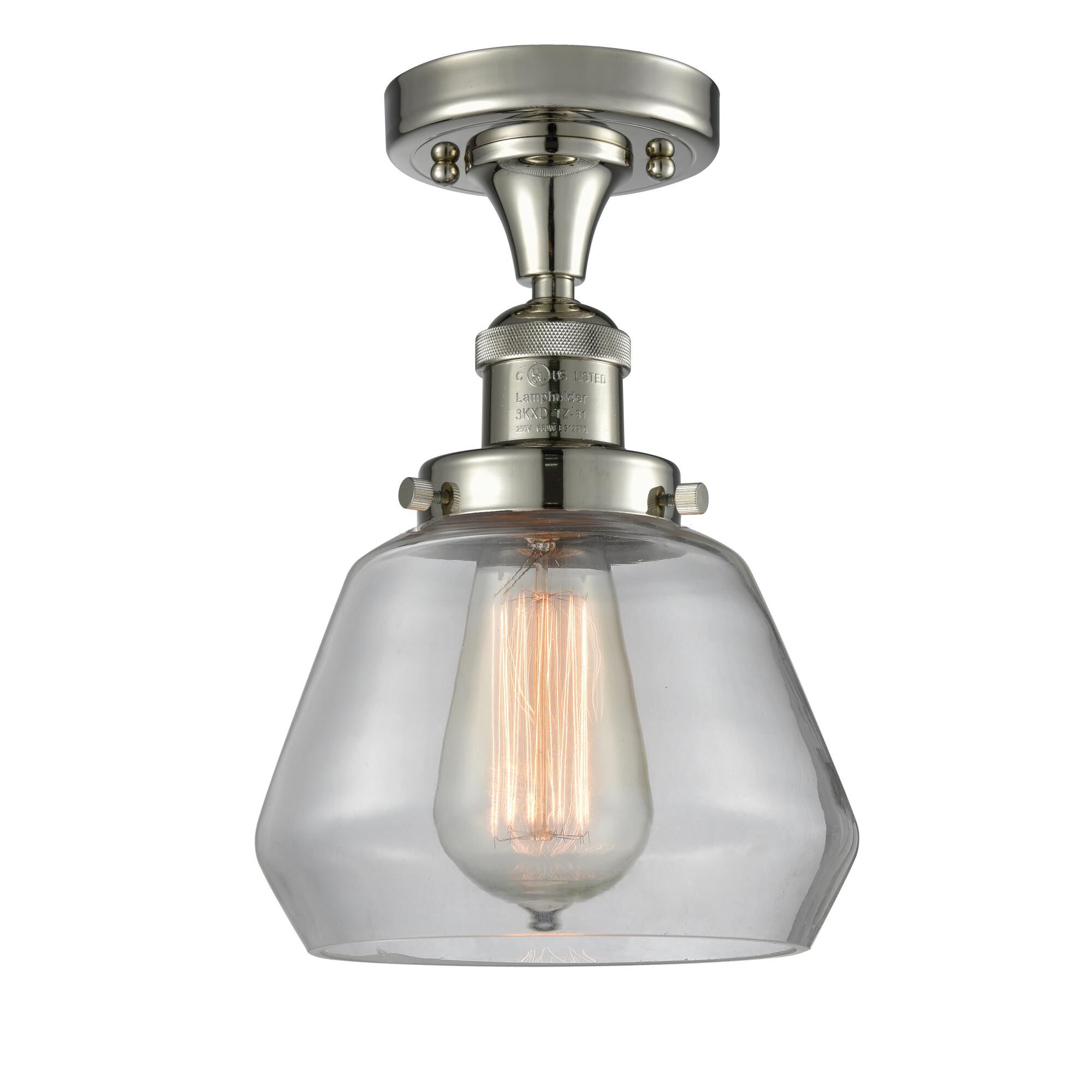 Shown in Polished Nickel finish and Clear glass