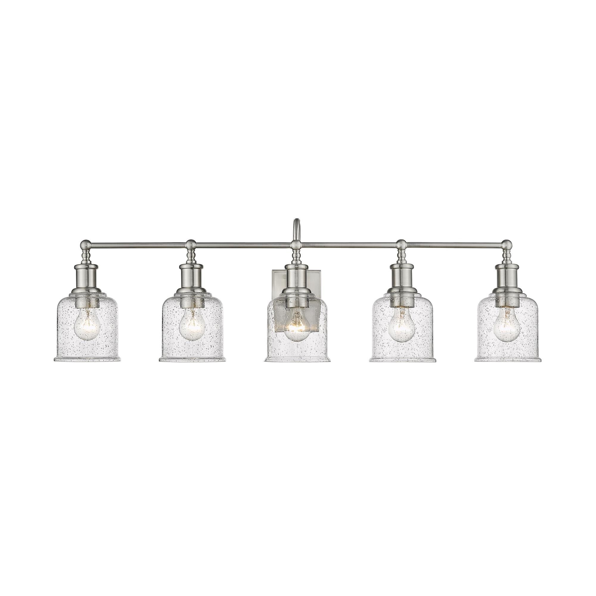 Shown in Brushed Nickel finish and Glass shade