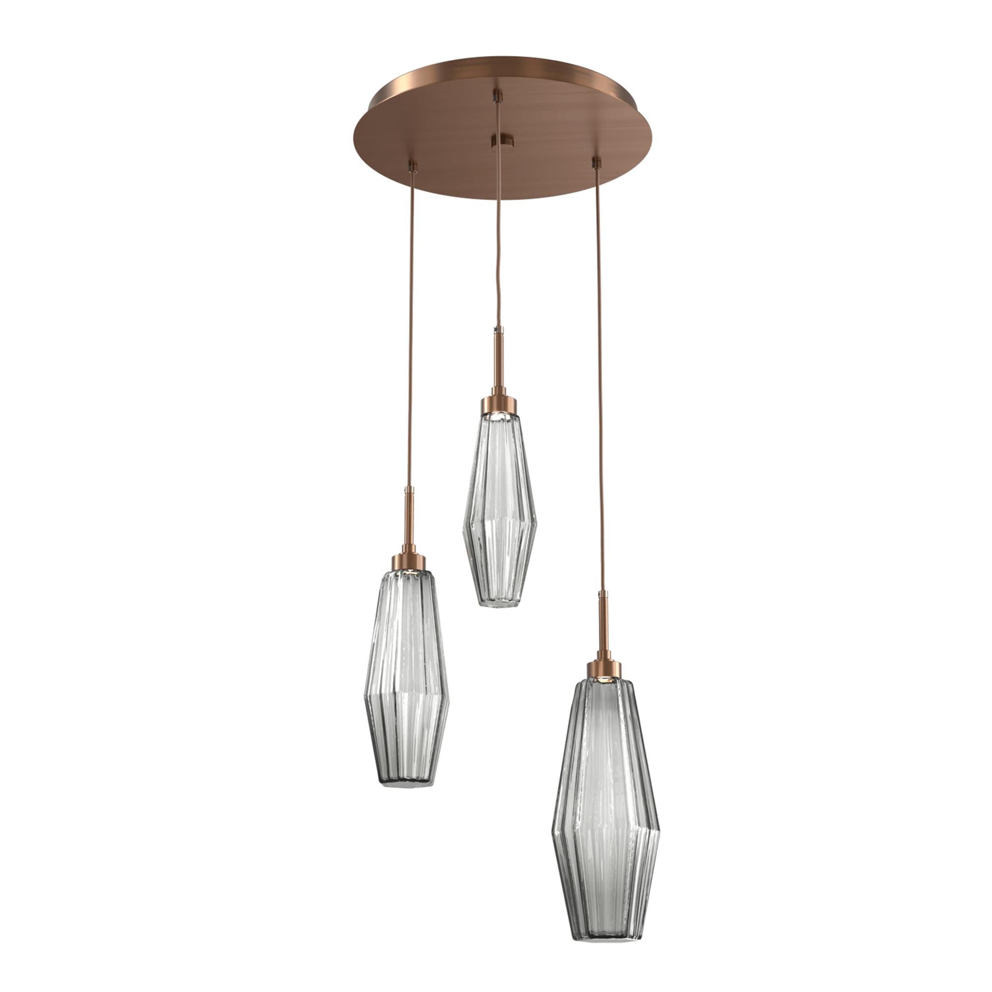 Shown in Burnished Brass finish and Optic Rib Smoke glass