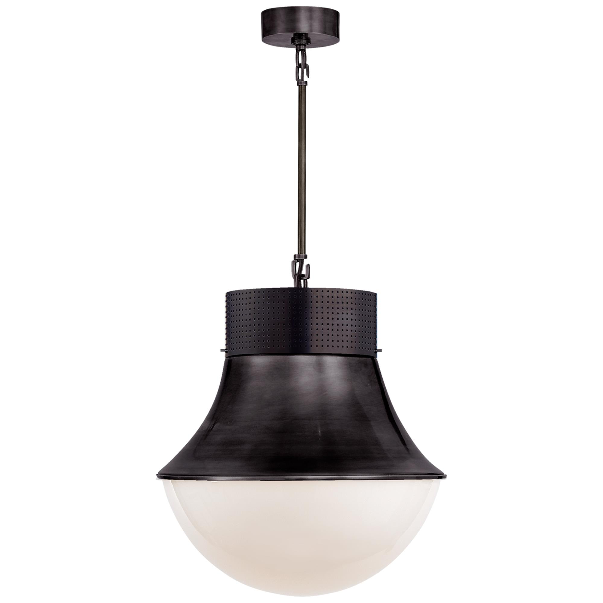 Shown in Bronze finish and White glass