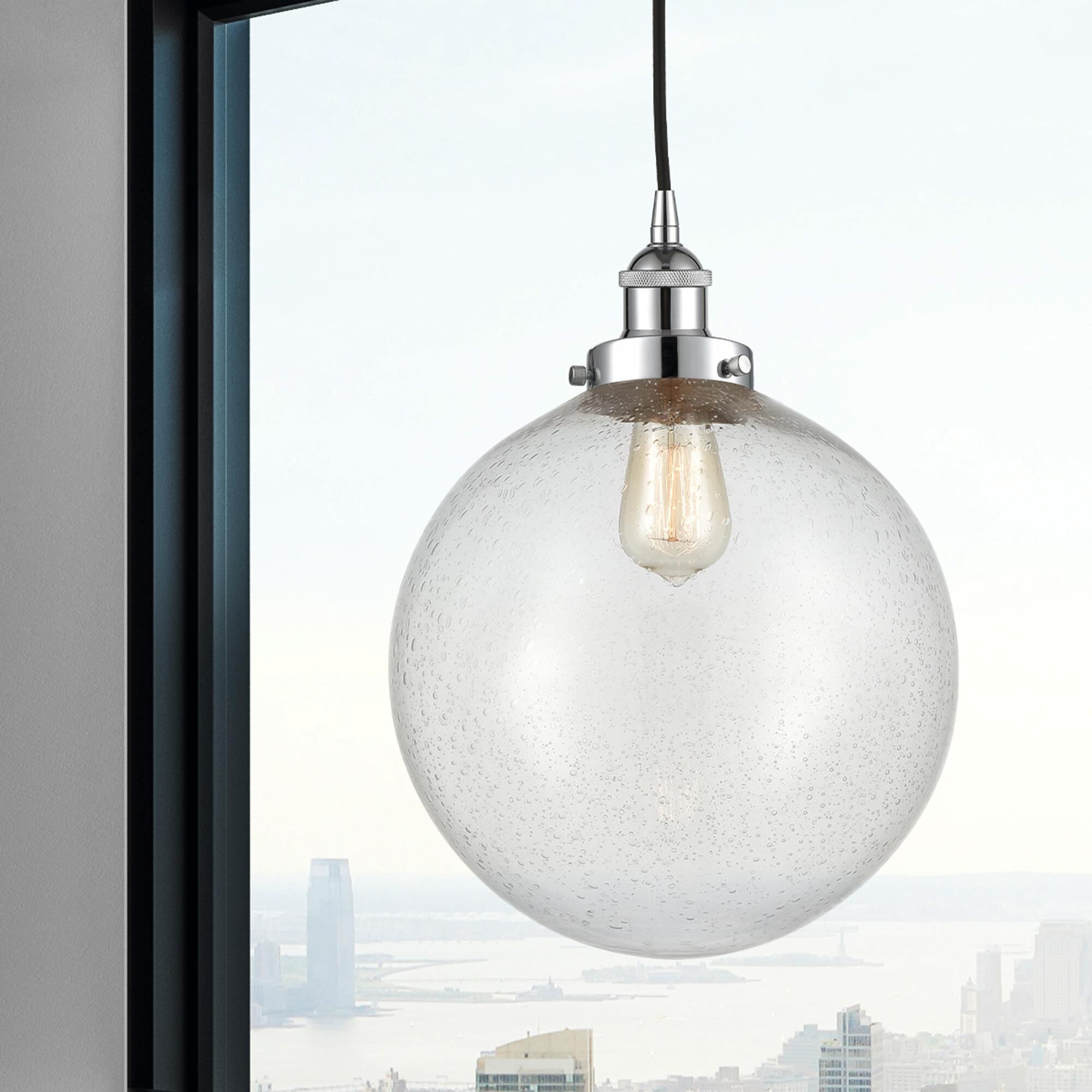 Shown in Polished Chrome finish and Seedy Beacon glass